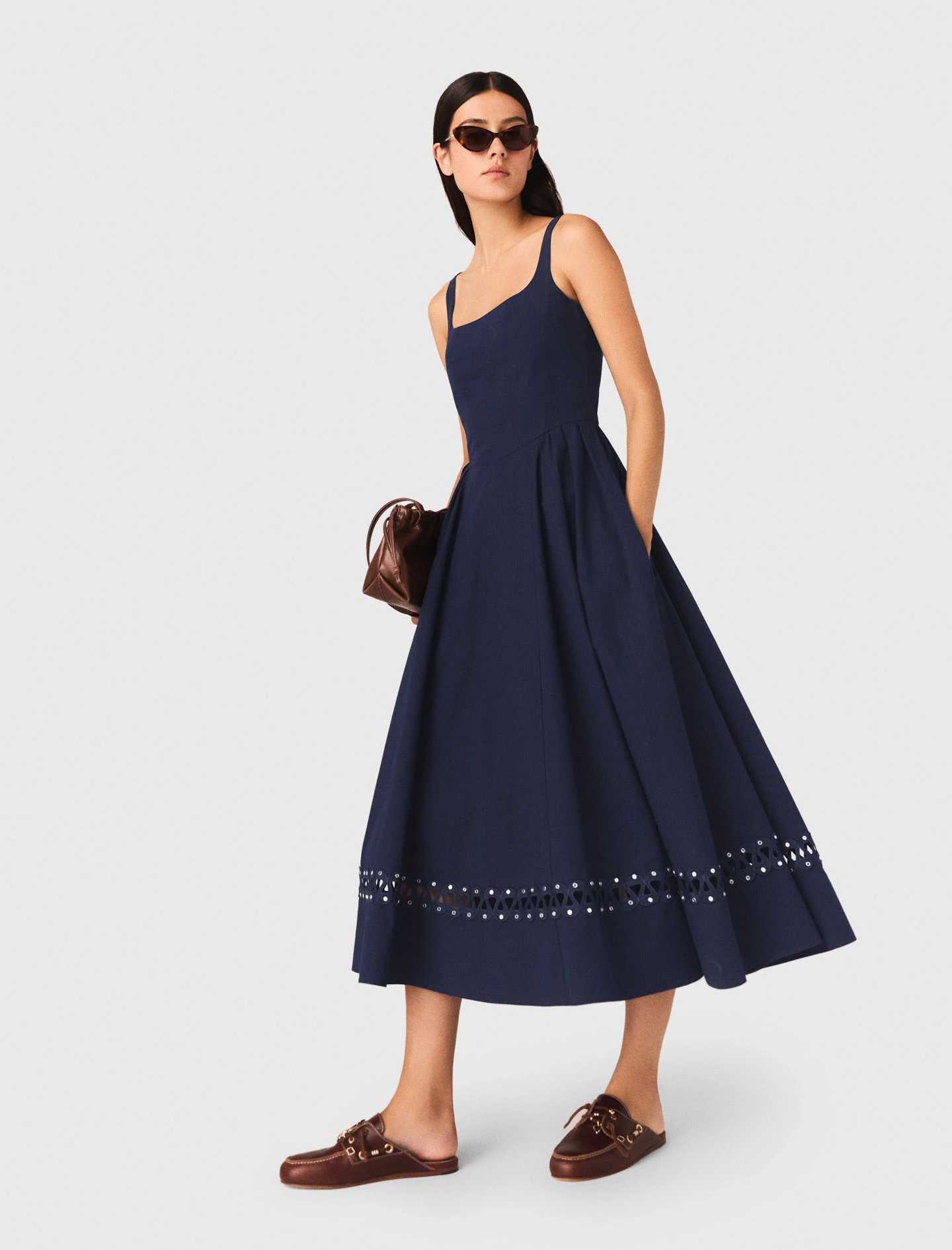 Flared midi dress - Navy