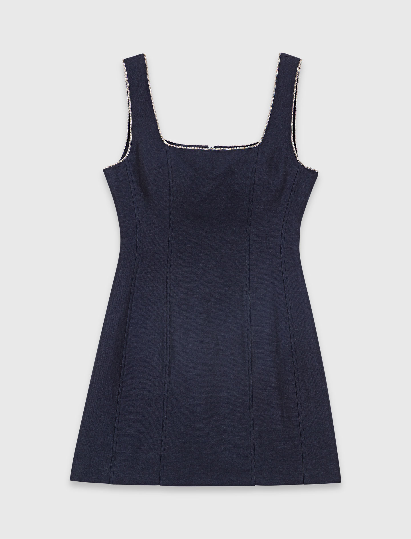 Short linen blend dress - Navy