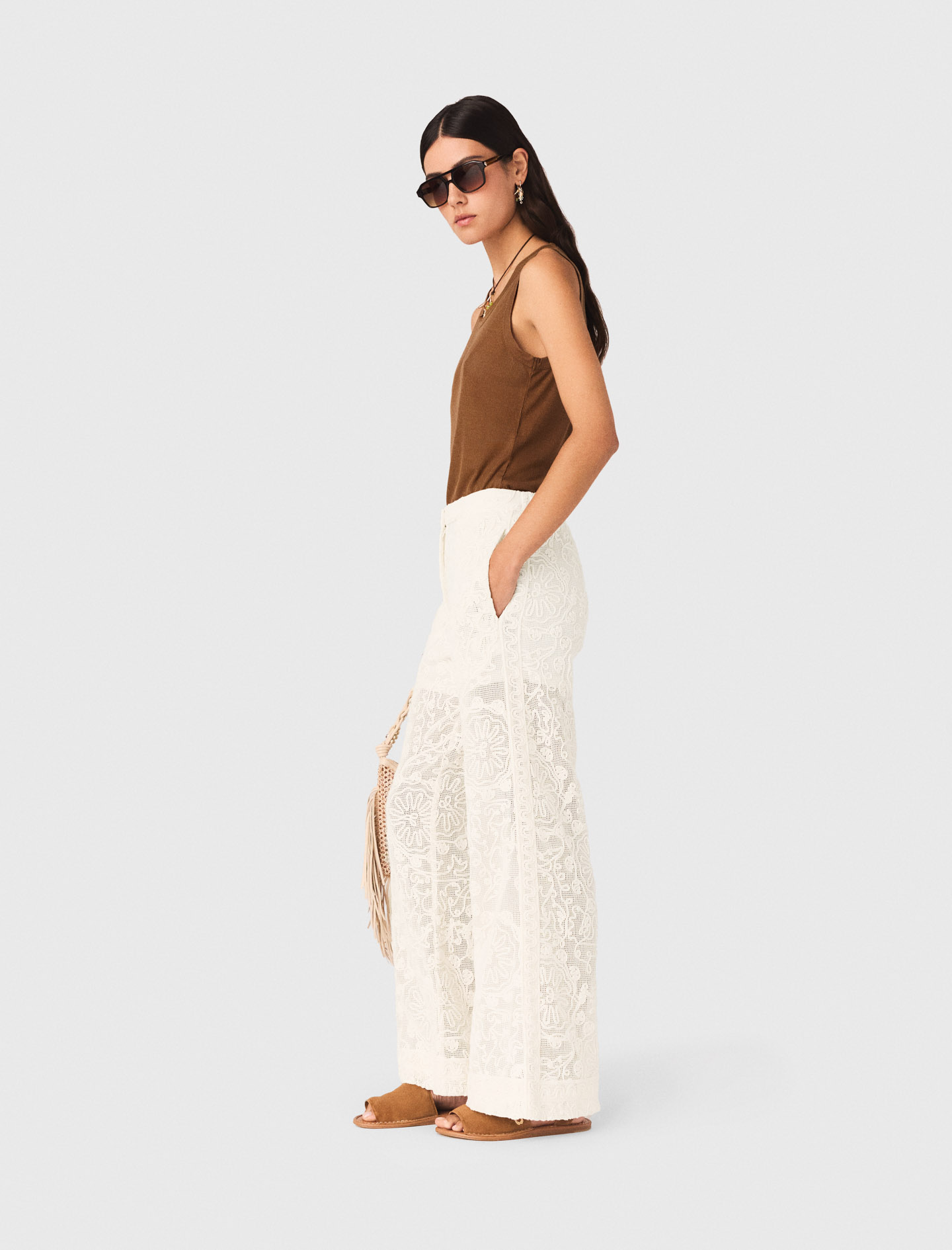 Guipure lace trousers - Ecru
