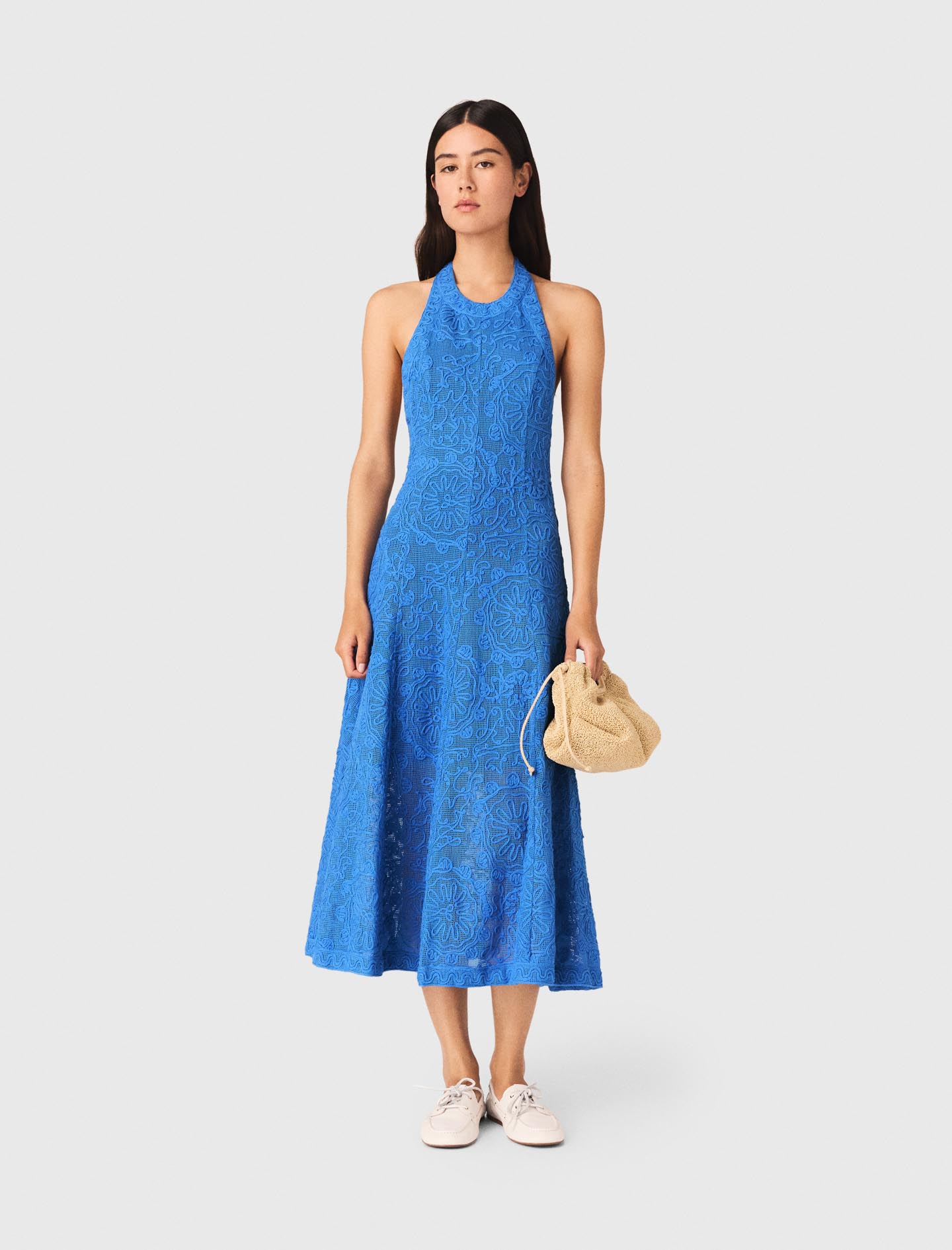 Backless guipure maxi dress - Blue