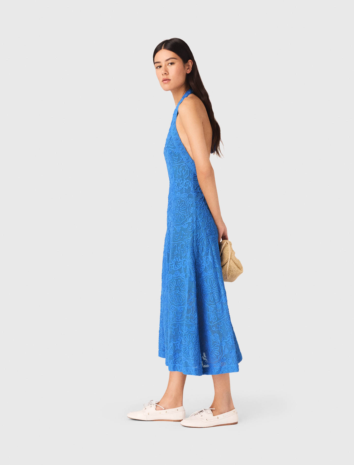 Backless guipure maxi dress - Blue