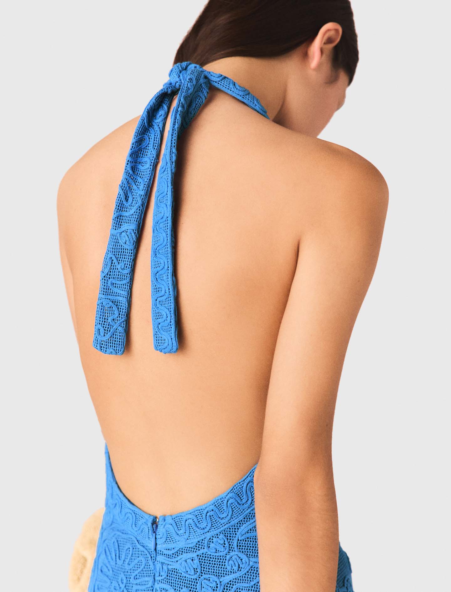 Backless guipure maxi dress - Blue