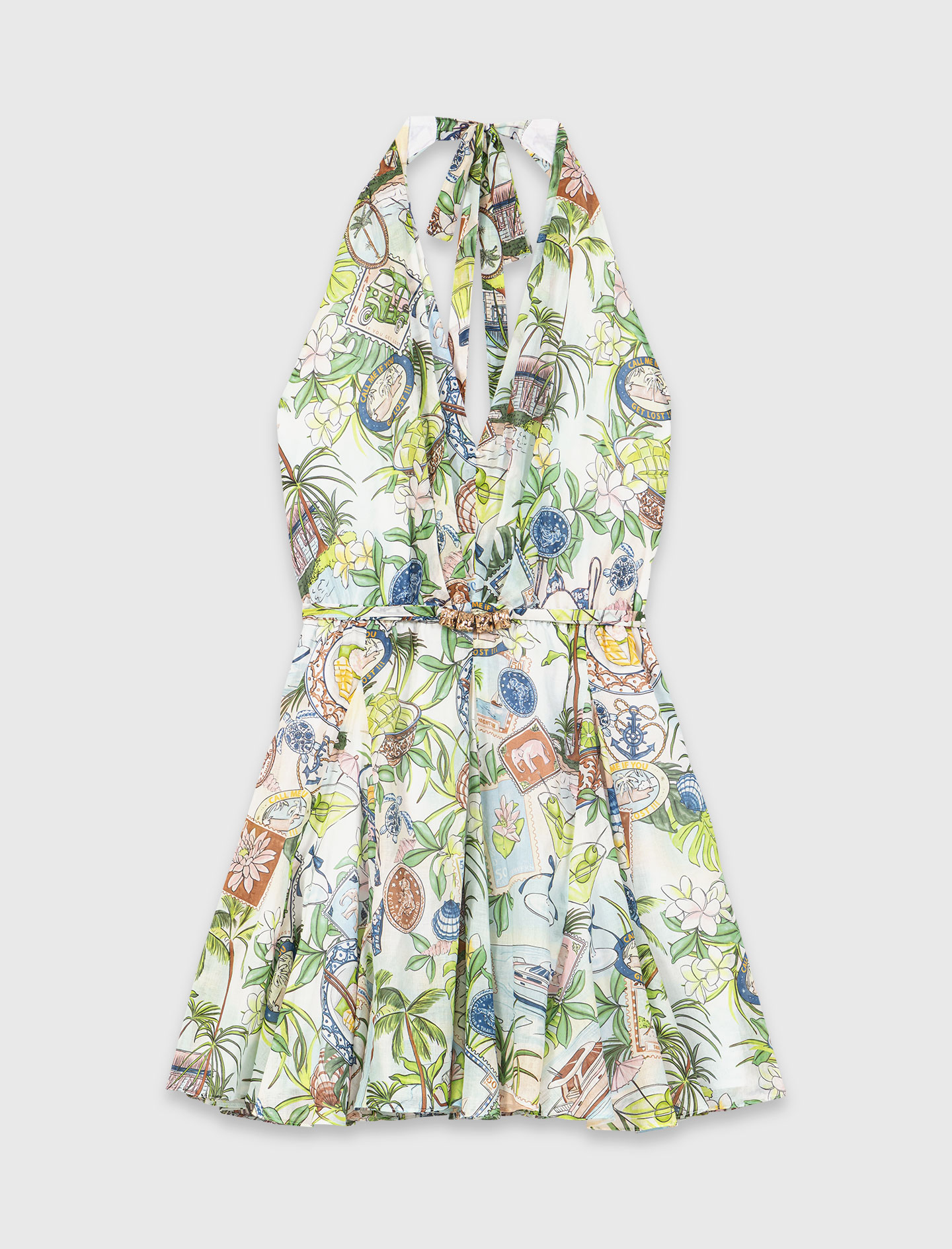 Short patterned backless dress - Multicolour