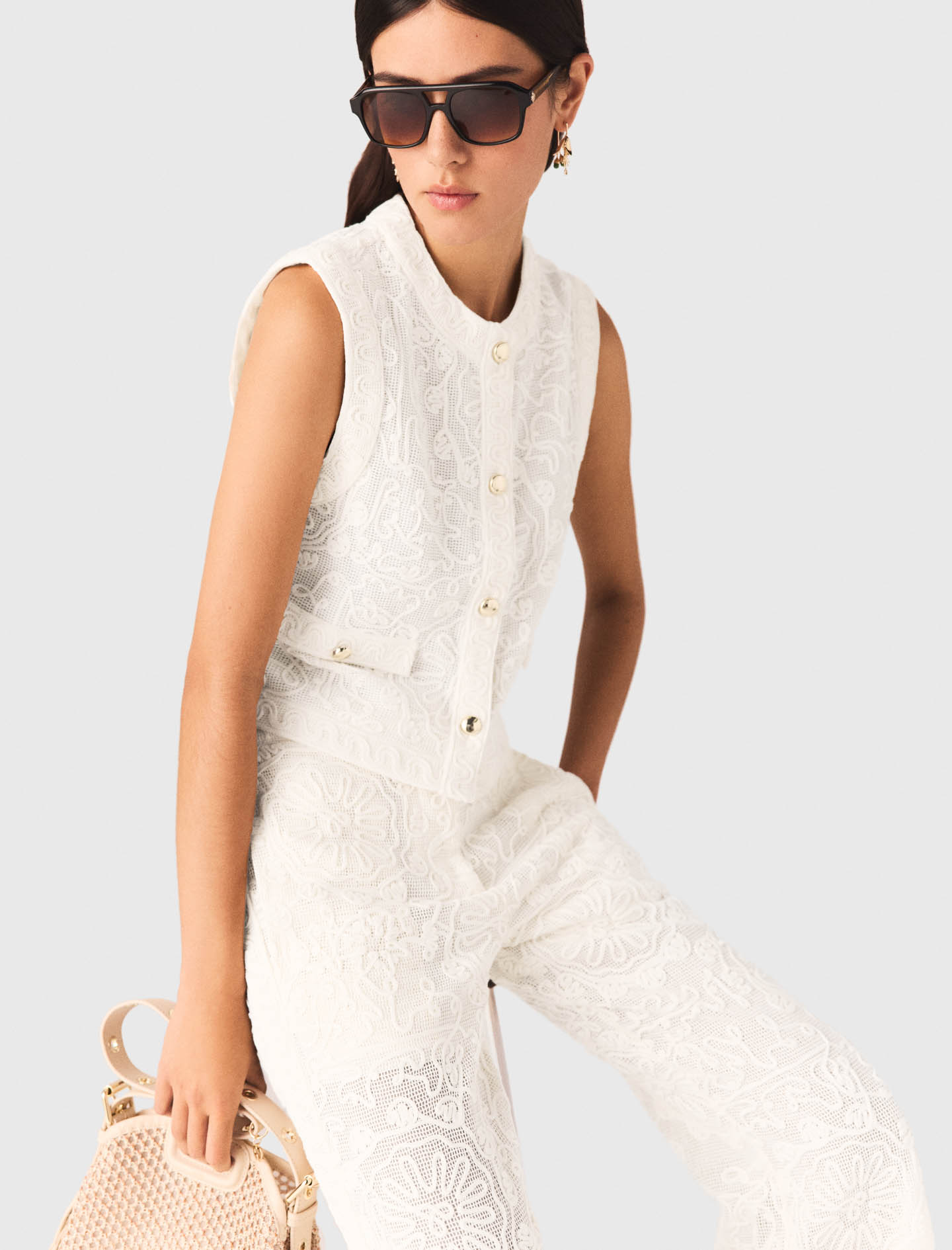 Guipure lace jacket - Ecru