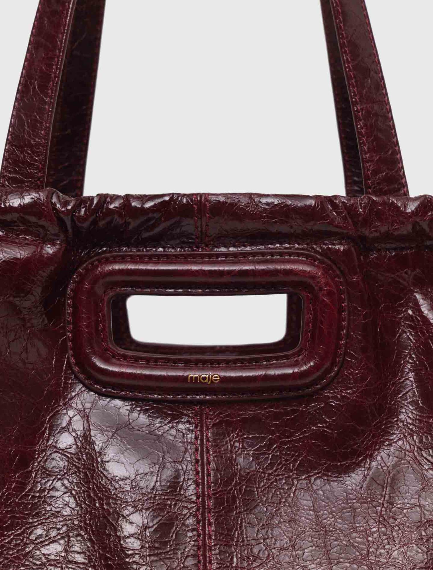 Crackled leather M Tote bag - Bordeaux