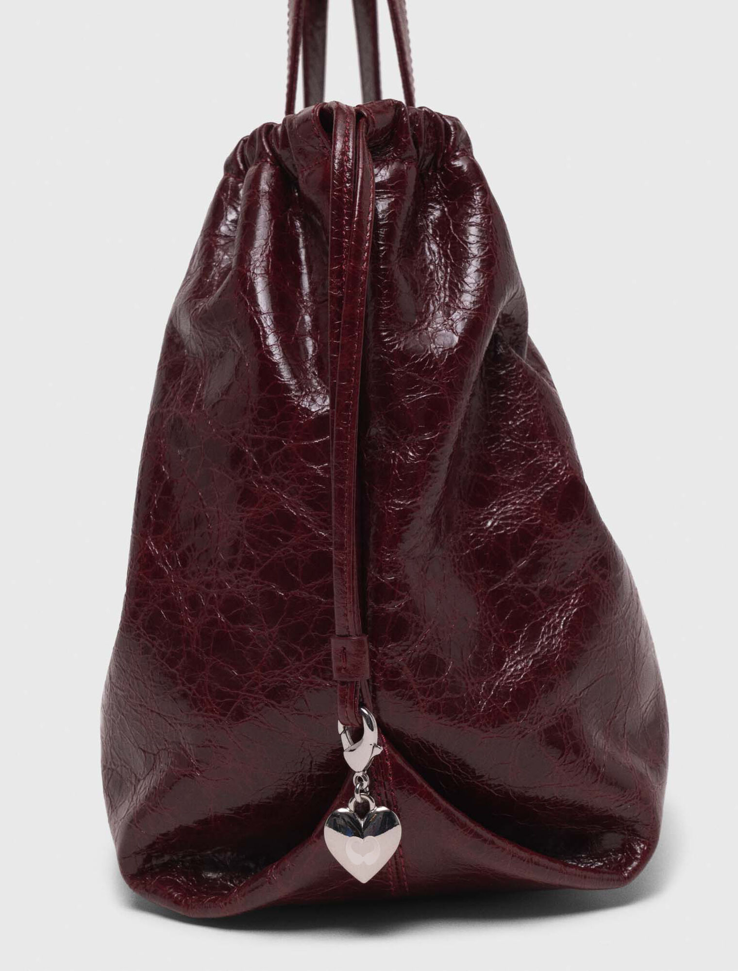 Crackled leather M Tote bag - Bordeaux