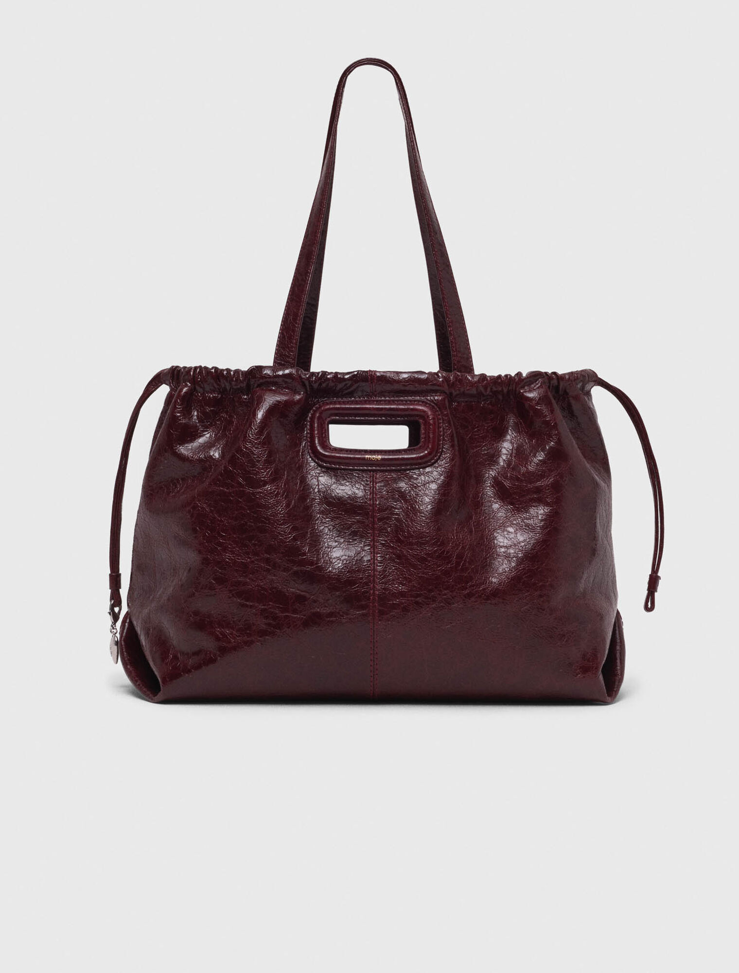 Crackled leather M Tote bag - Bordeaux