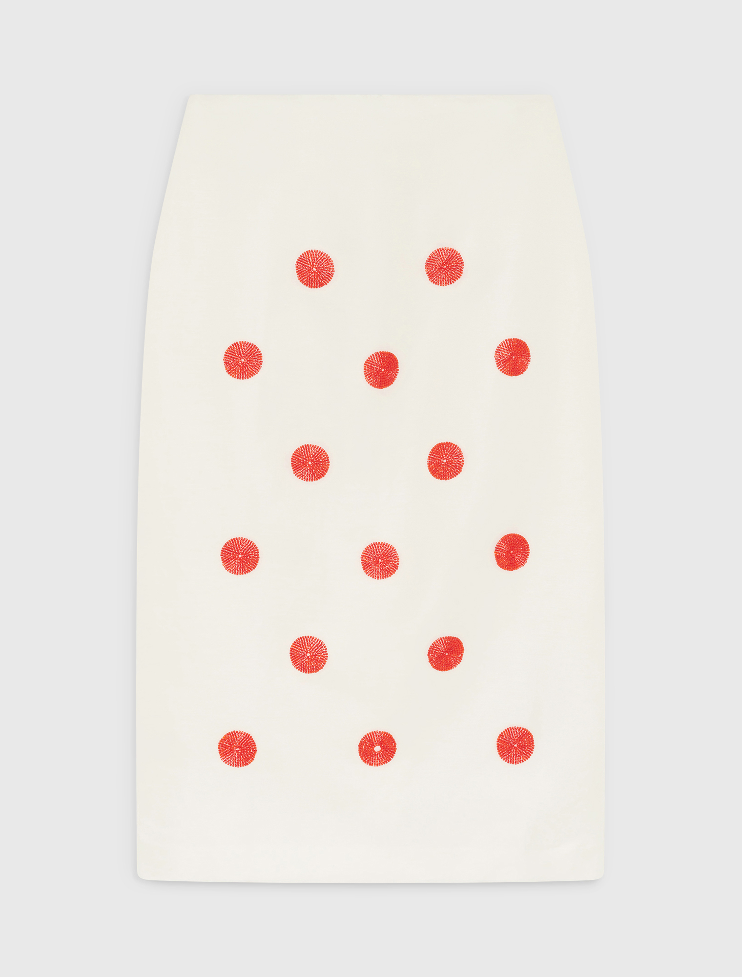 Embroidered linen-silk pencil skirt - White
