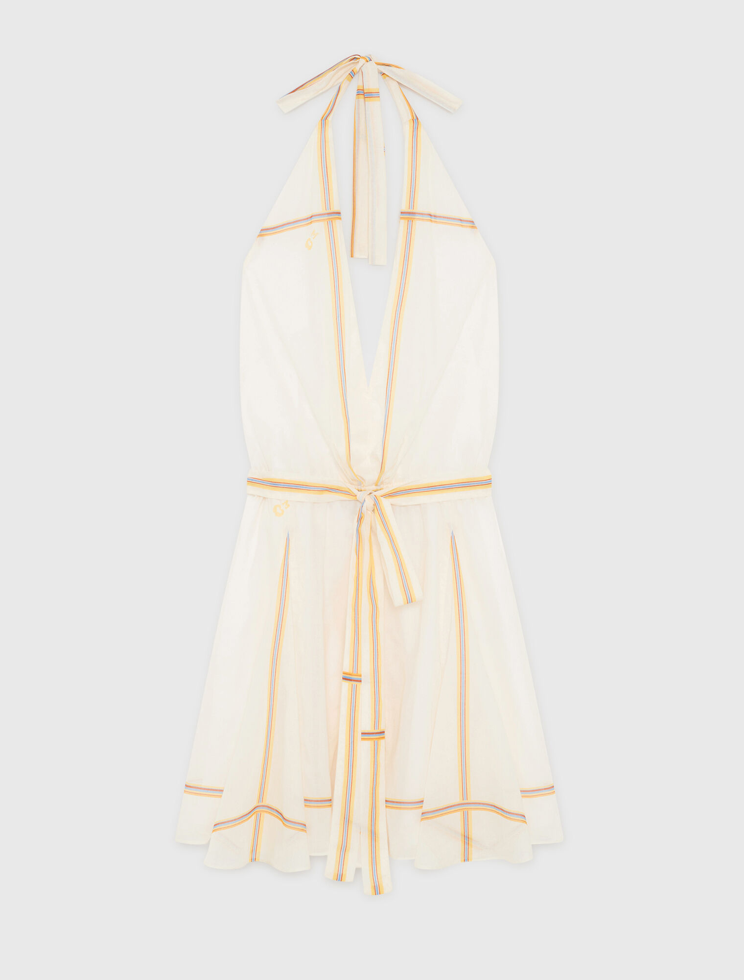 Short patterned backless dress - White