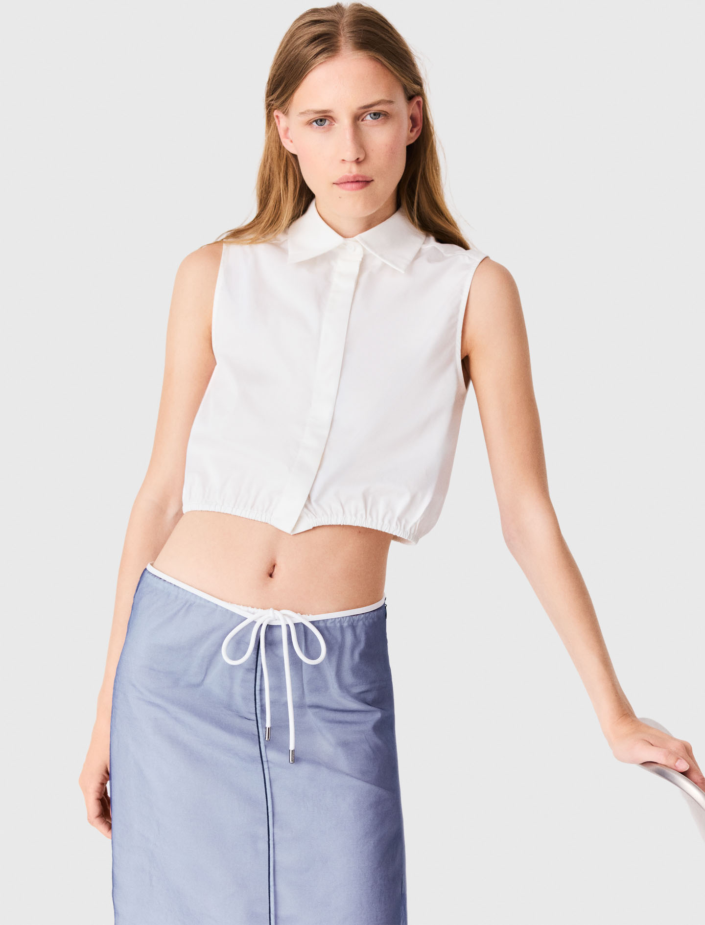 Cotton top with removable organza - Blue