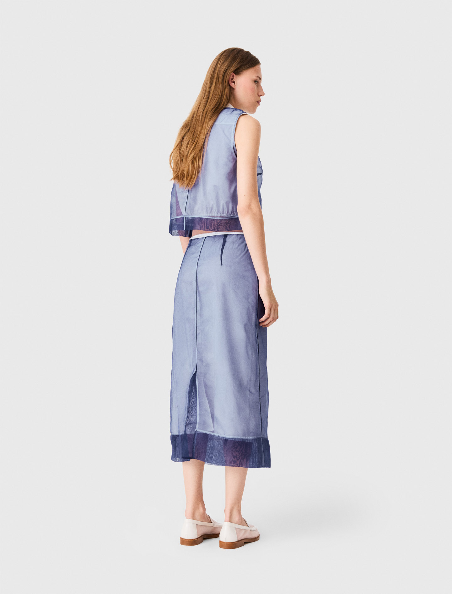 Cotton top with removable organza - Blue