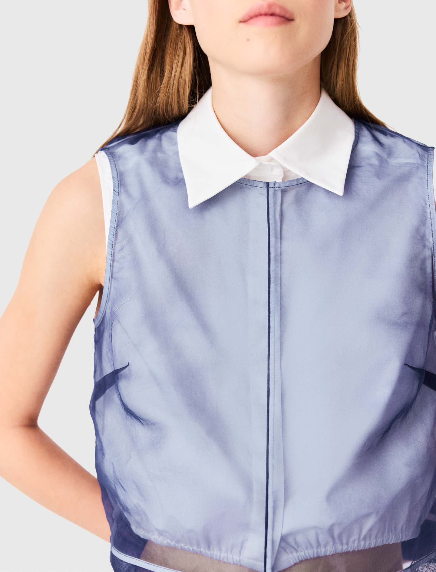 Cotton top with removable organza - Blue