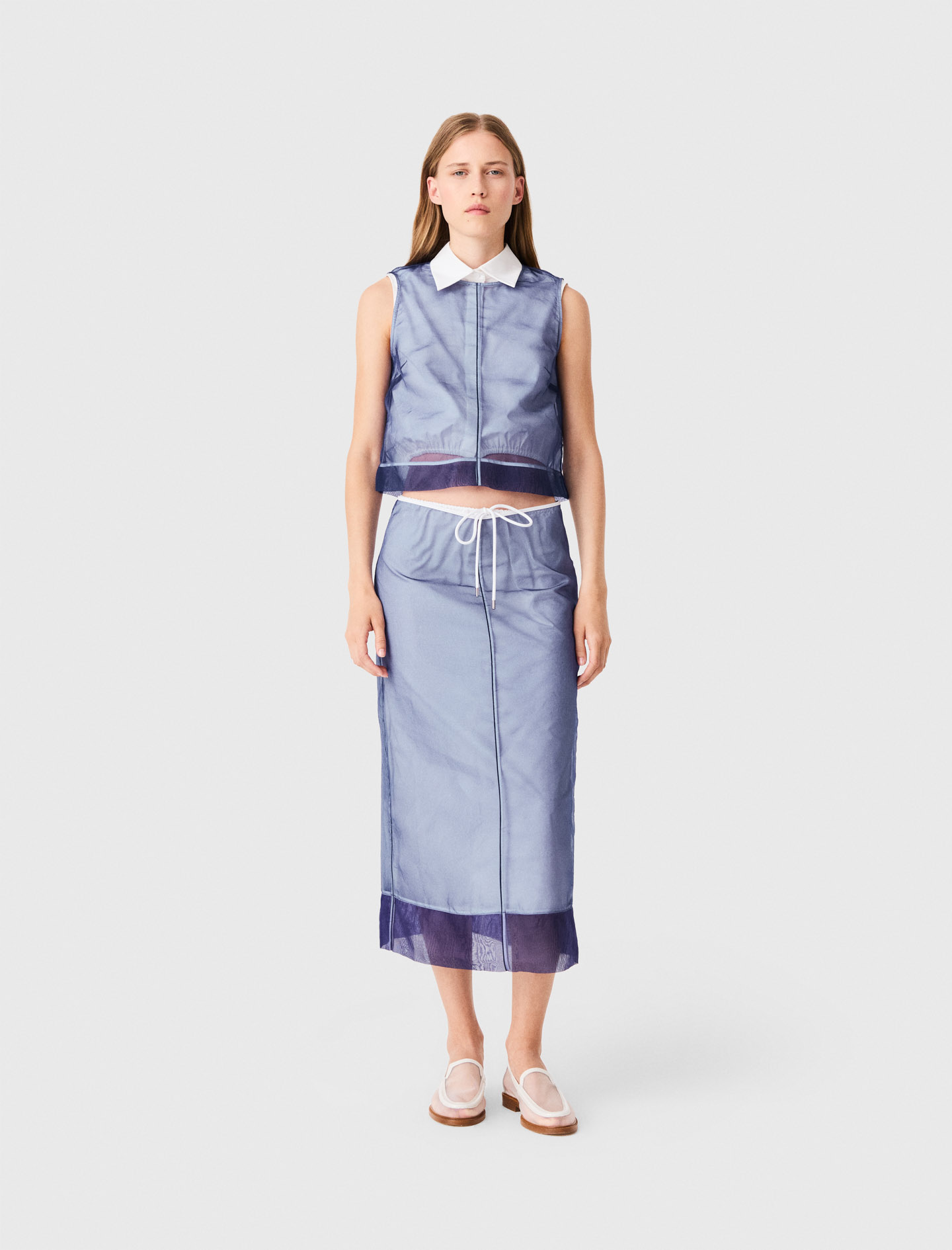 Cotton top with removable organza - Blue