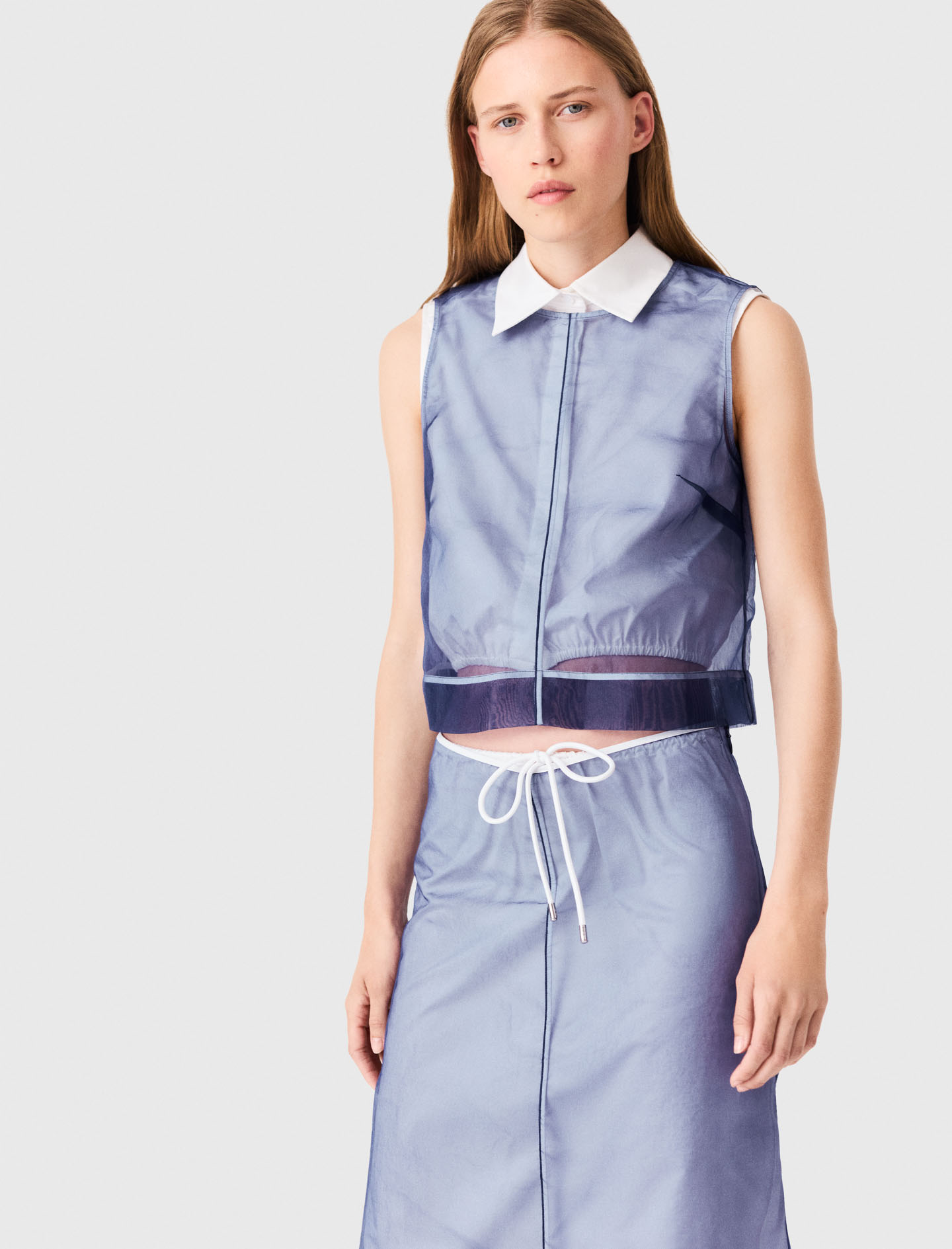 Cotton top with removable organza - Blue