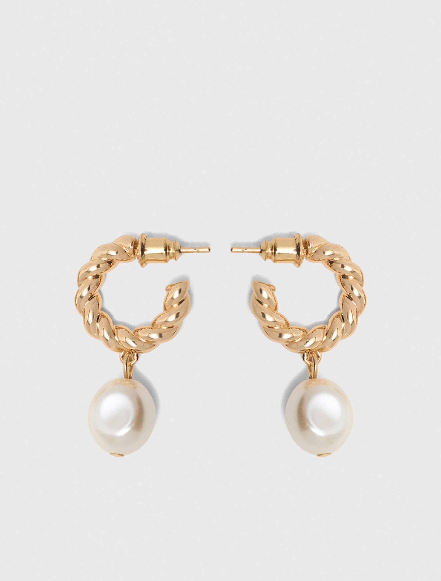 Twisted bead hoop earrings - Gold