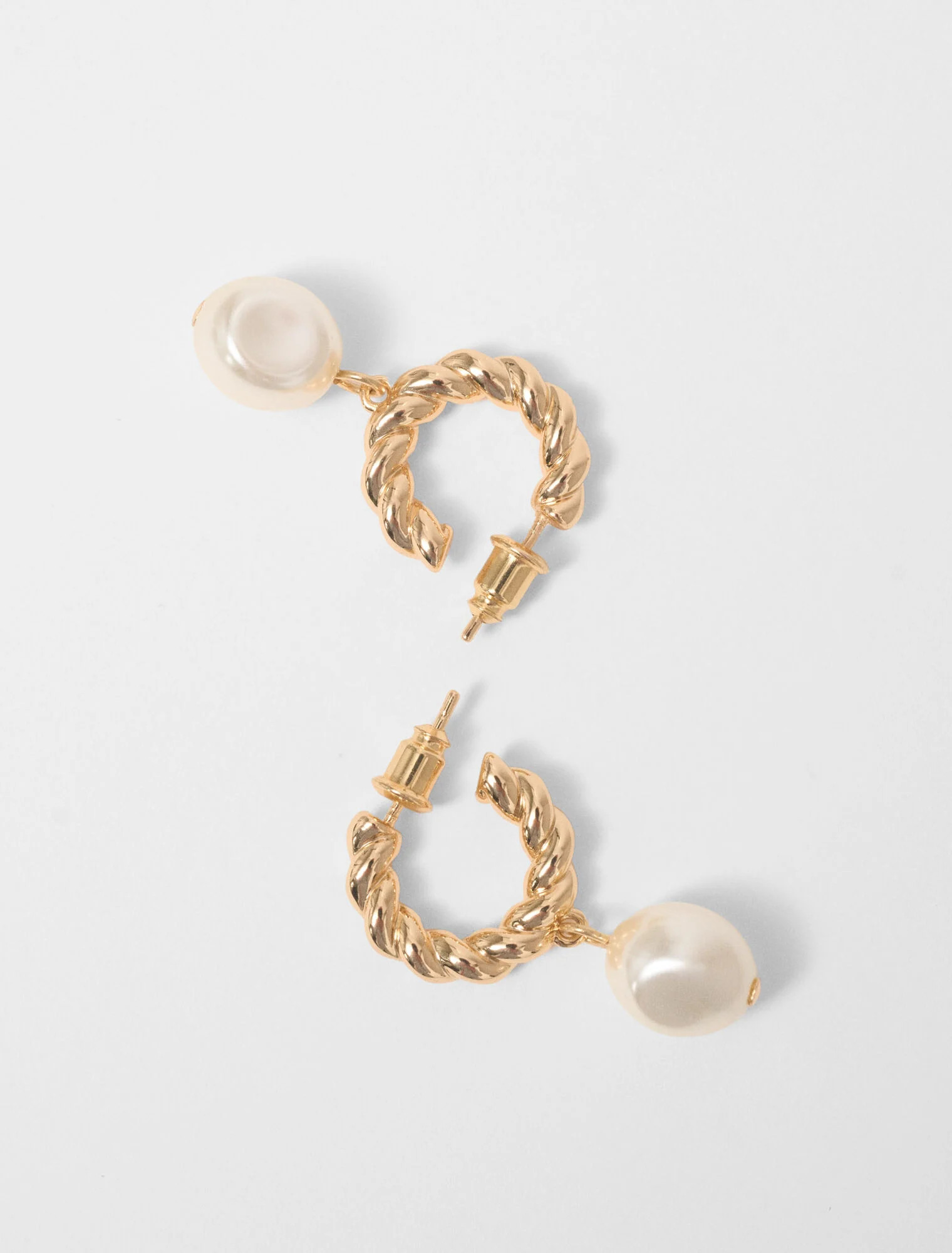 Twisted bead hoop earrings - Gold