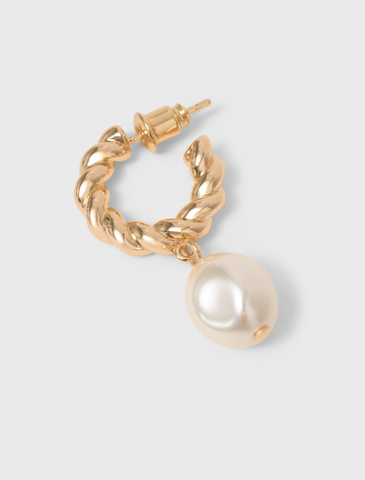 Twisted bead hoop earrings - Gold