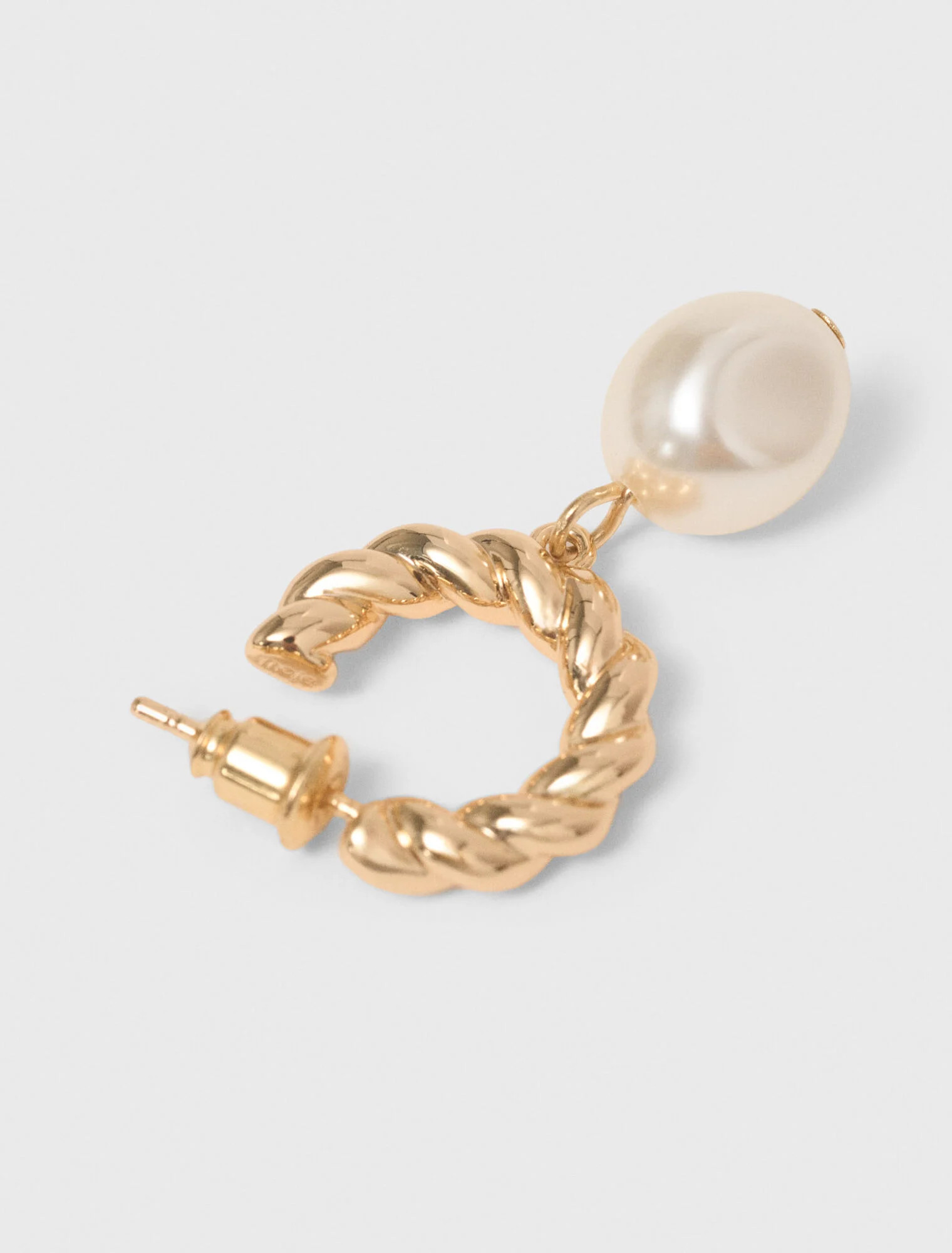 Twisted bead hoop earrings - Gold