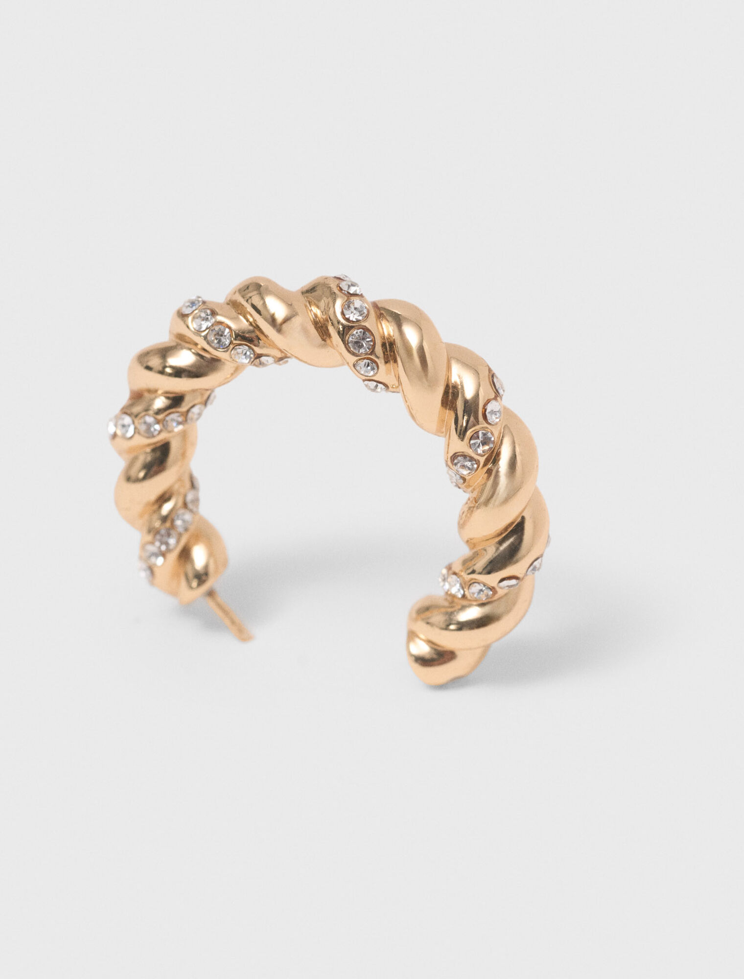 Twisted rhinestone hoop earrings - Gold