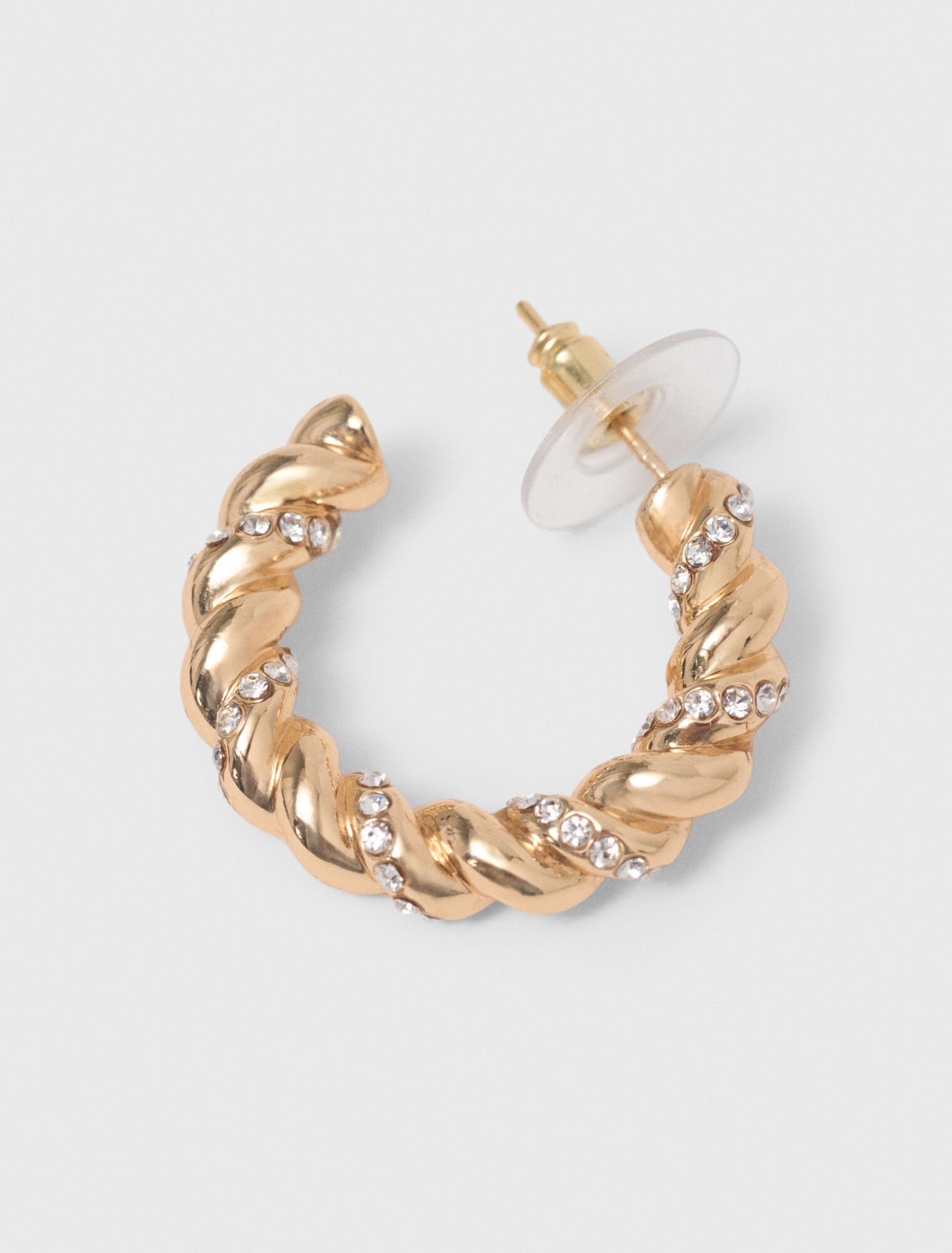 Twisted rhinestone hoop earrings - Gold