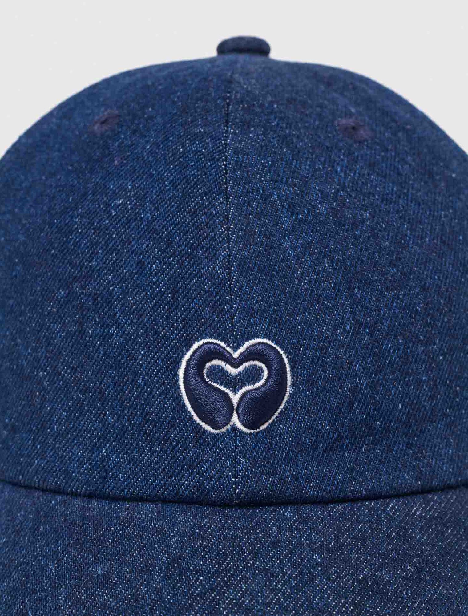 Raw denim cap with logo - Navy