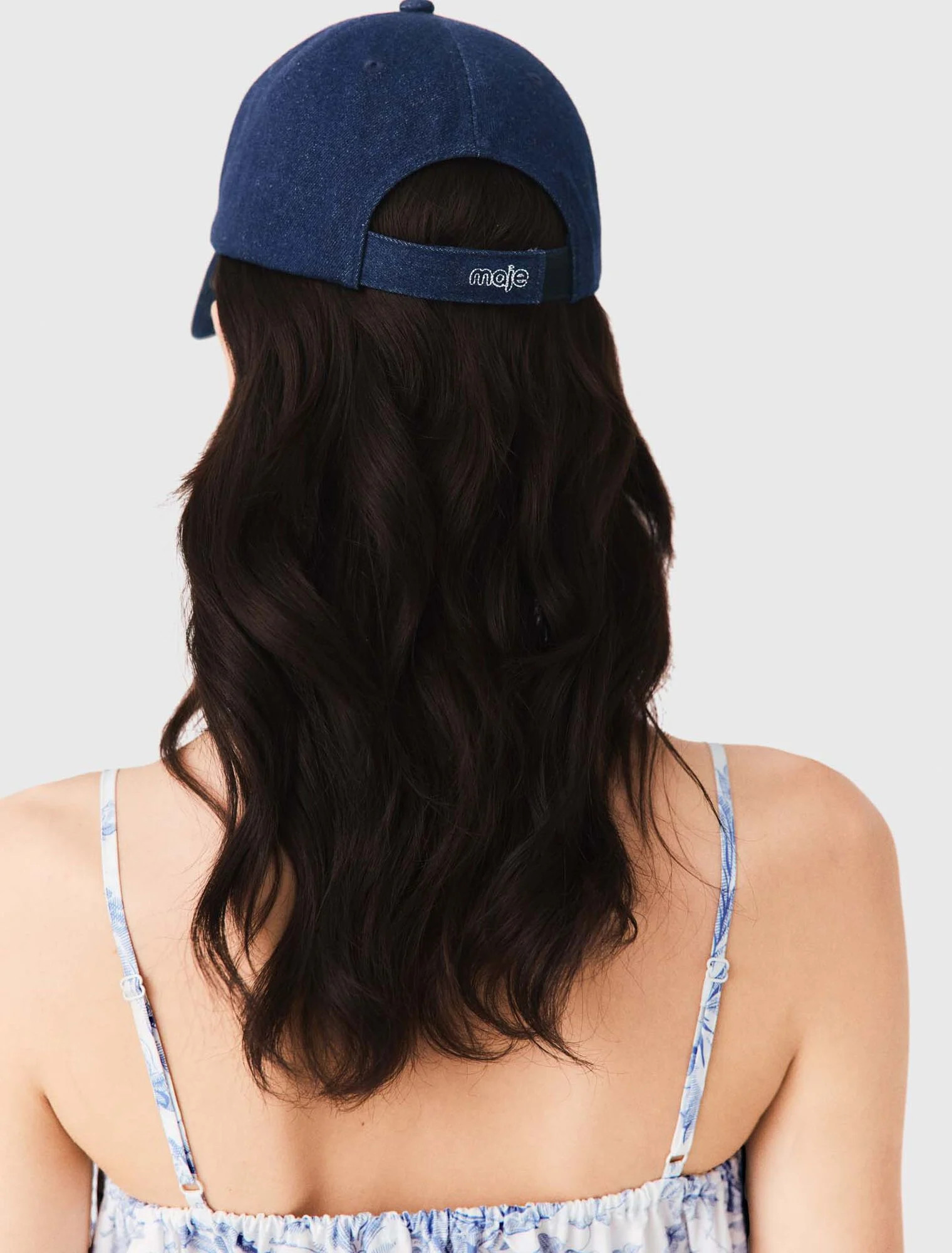 Raw denim cap with logo - Navy