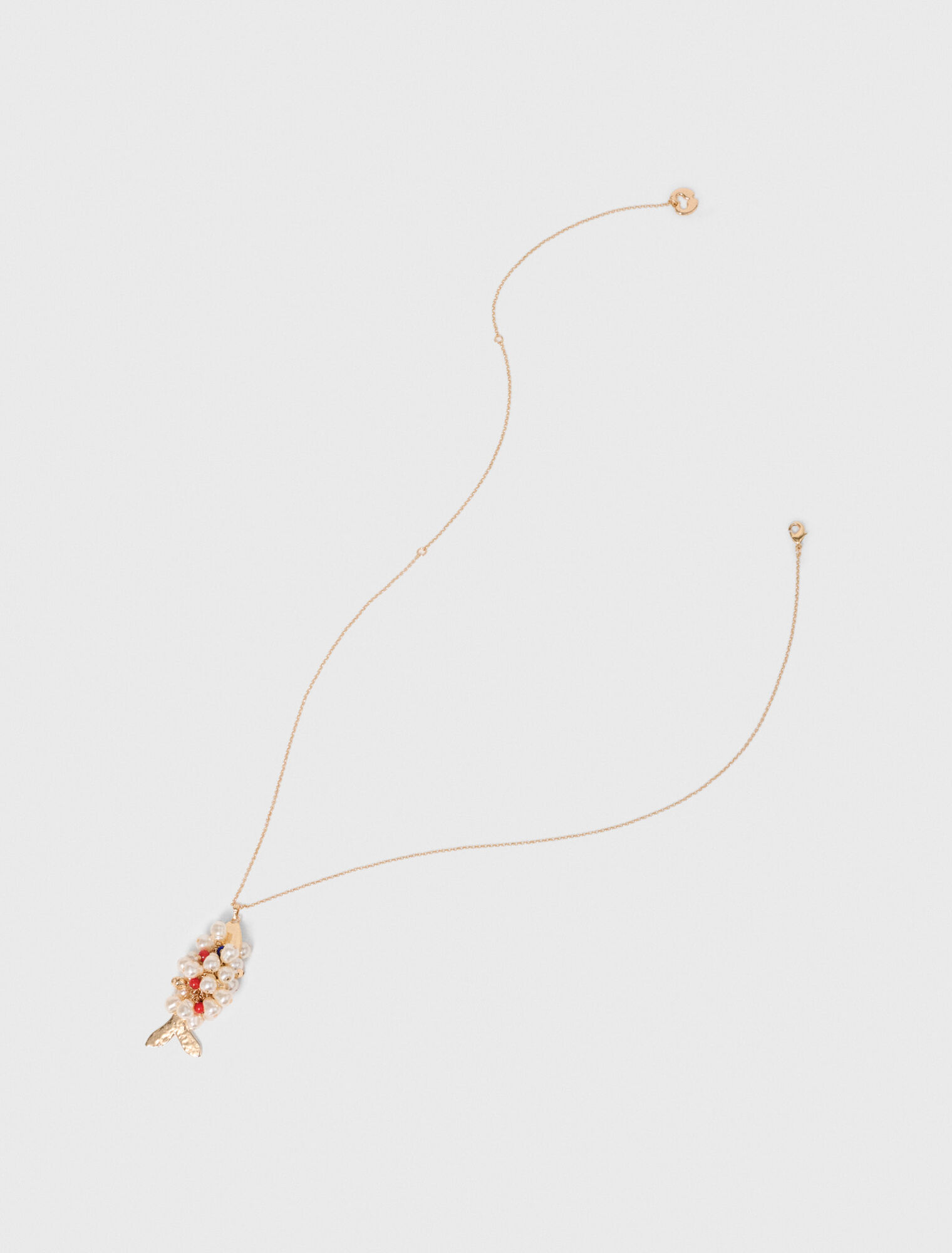 Long beaded fish necklace - Gold