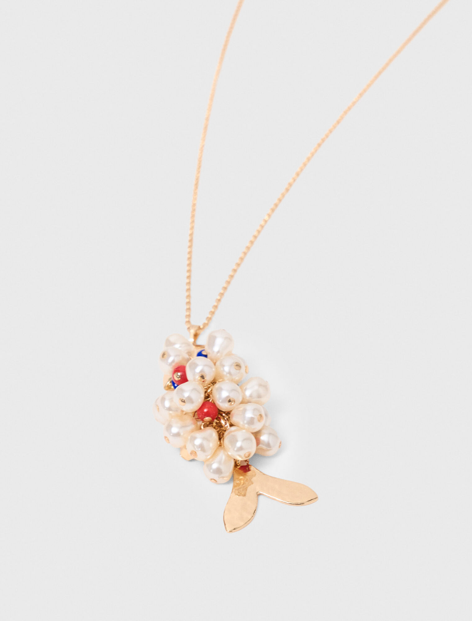 Long beaded fish necklace - Gold