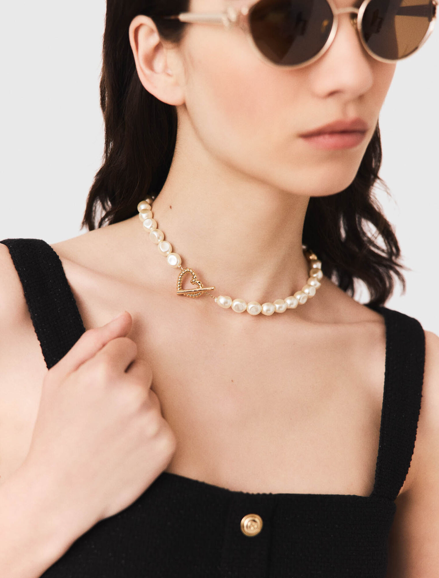 Pearl choker necklace - Gold