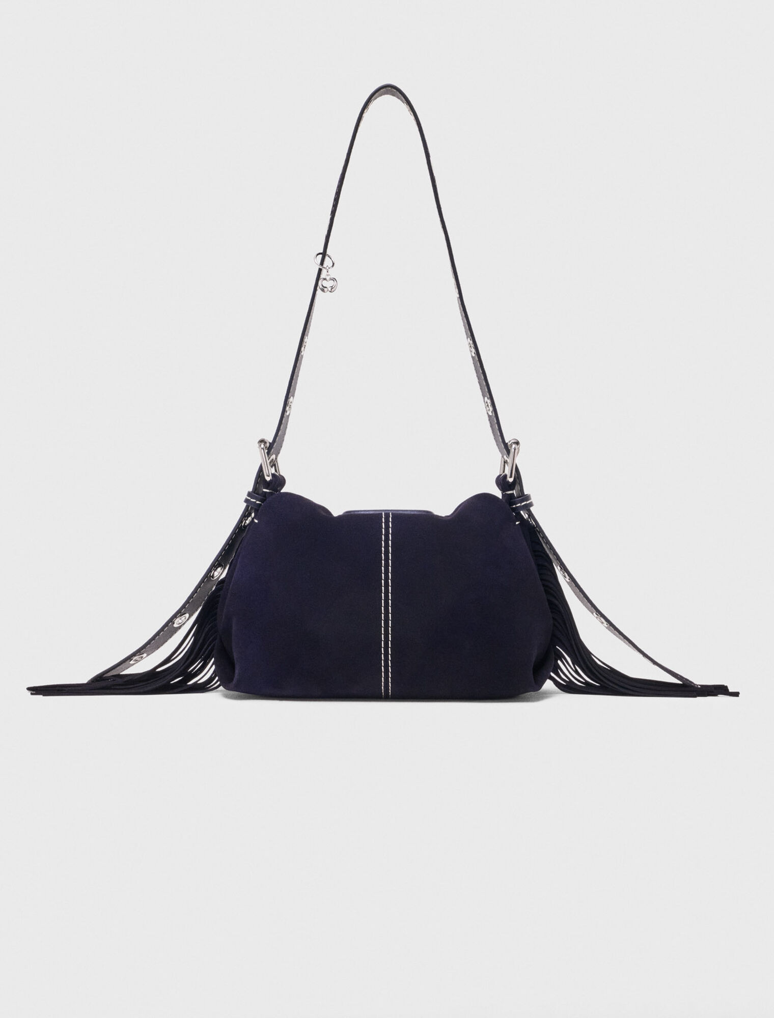 Topstitched suede mini Miss M bag - Navy