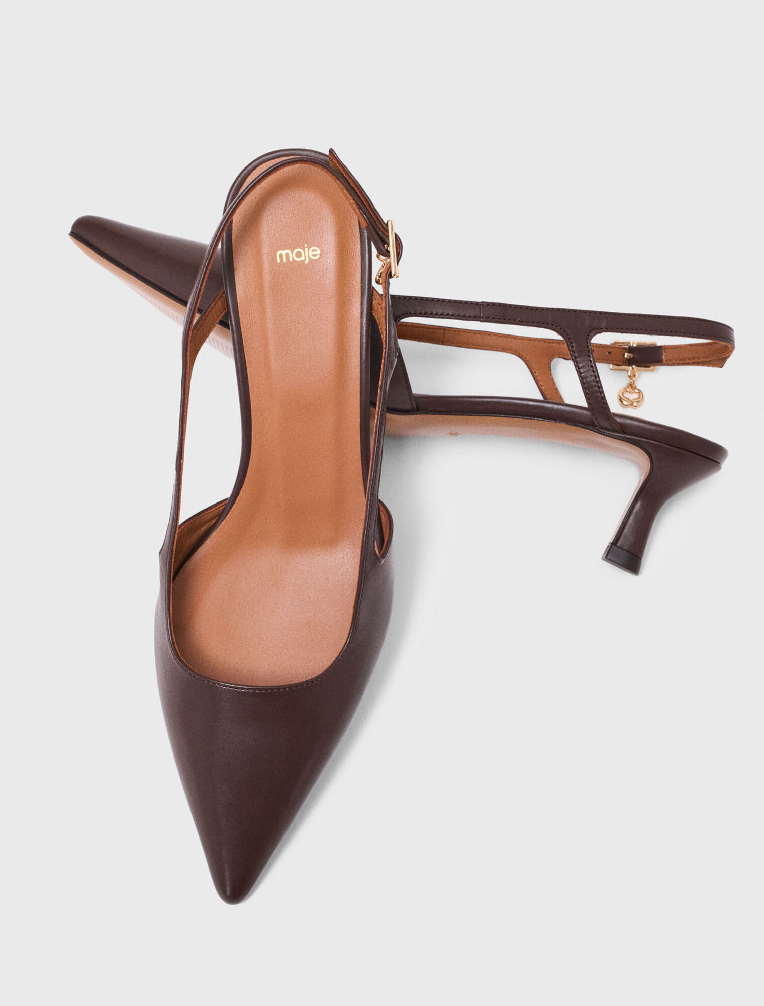 Leather slingbacks - Brown