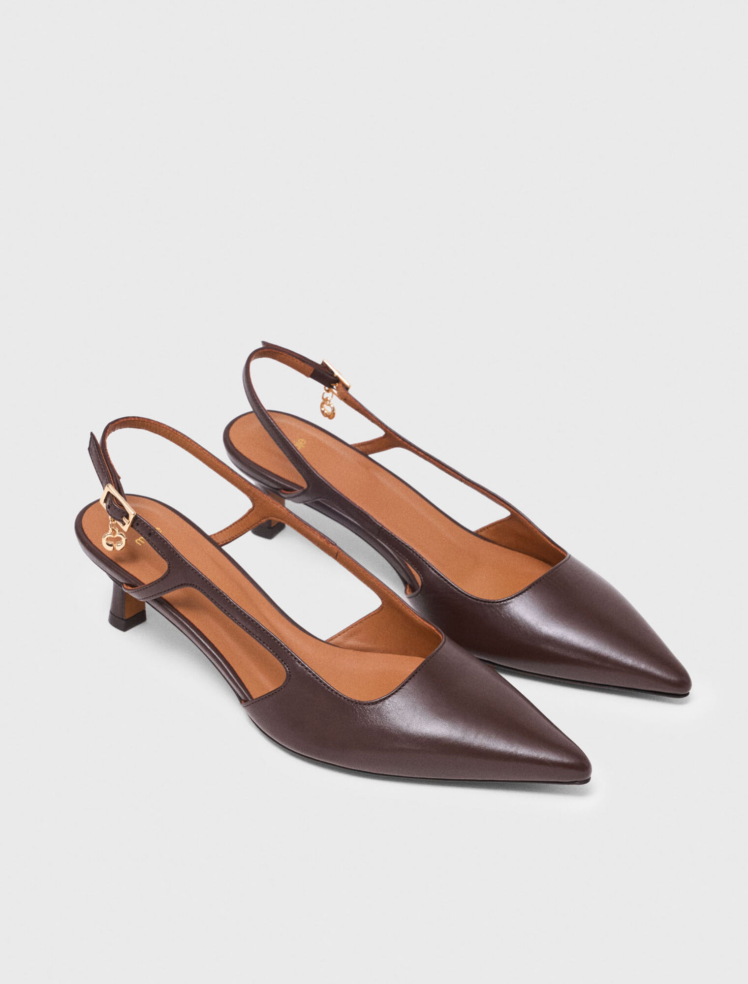 Leather slingbacks - Brown