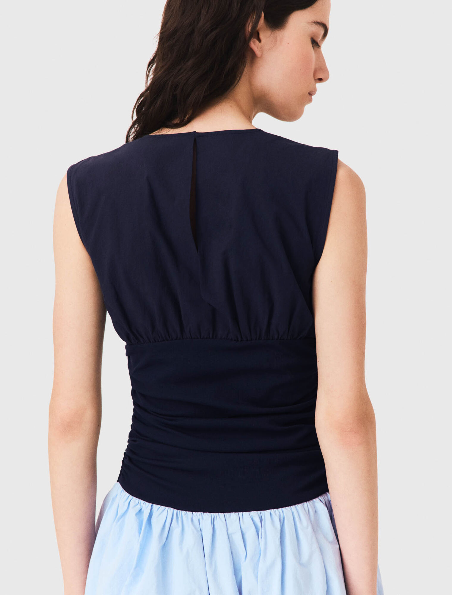 Jersey and cotton mix dress - Blue