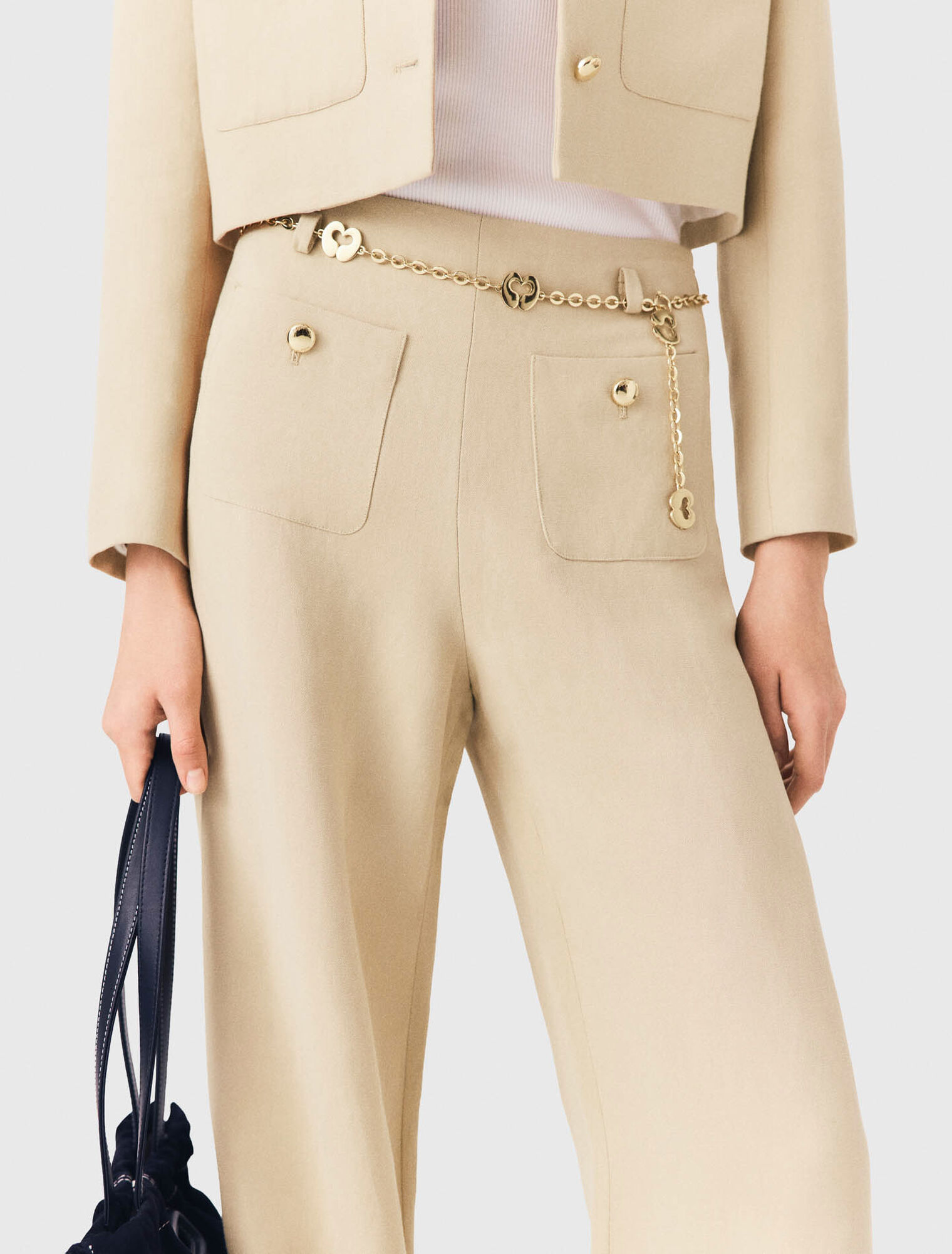 Linen blend suit trousers - Beige
