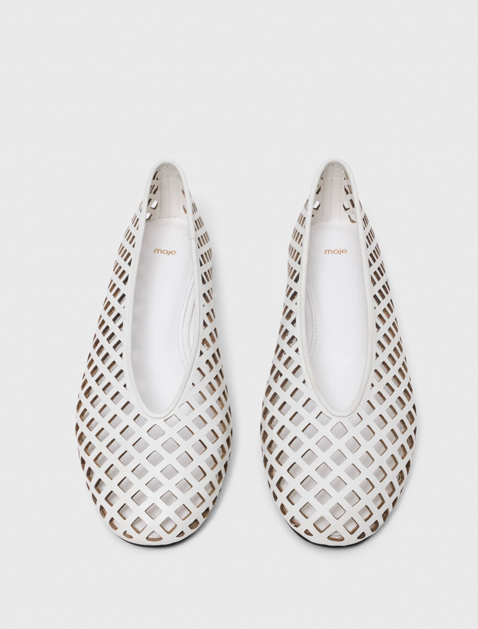 Perforated leather ballet flats - White