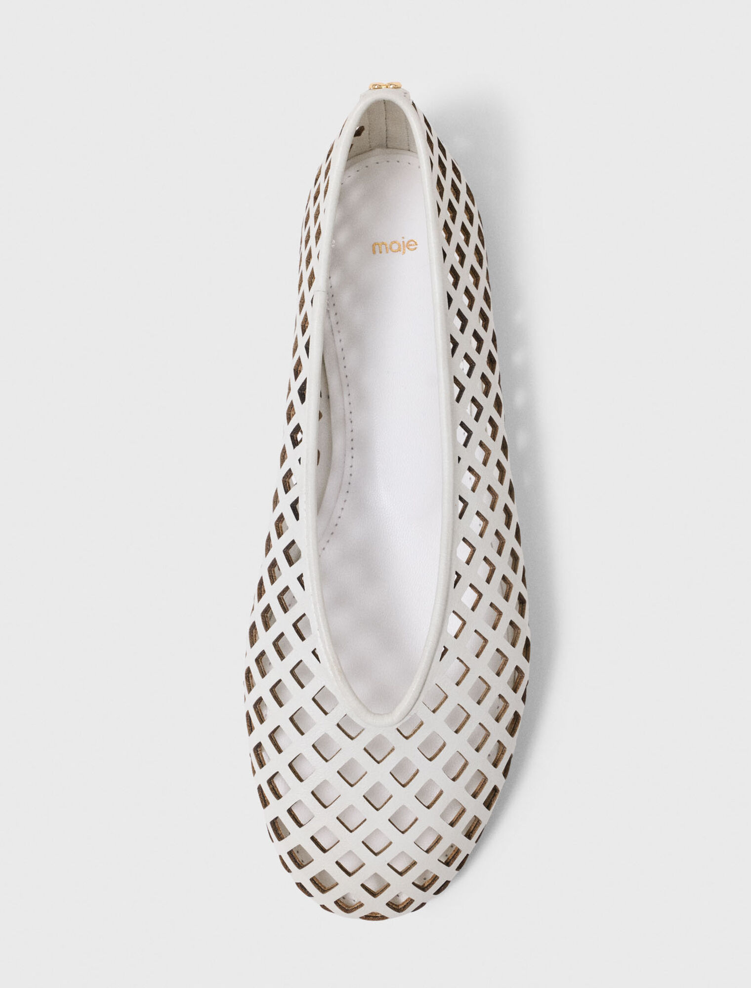 Perforated leather ballet flats - White
