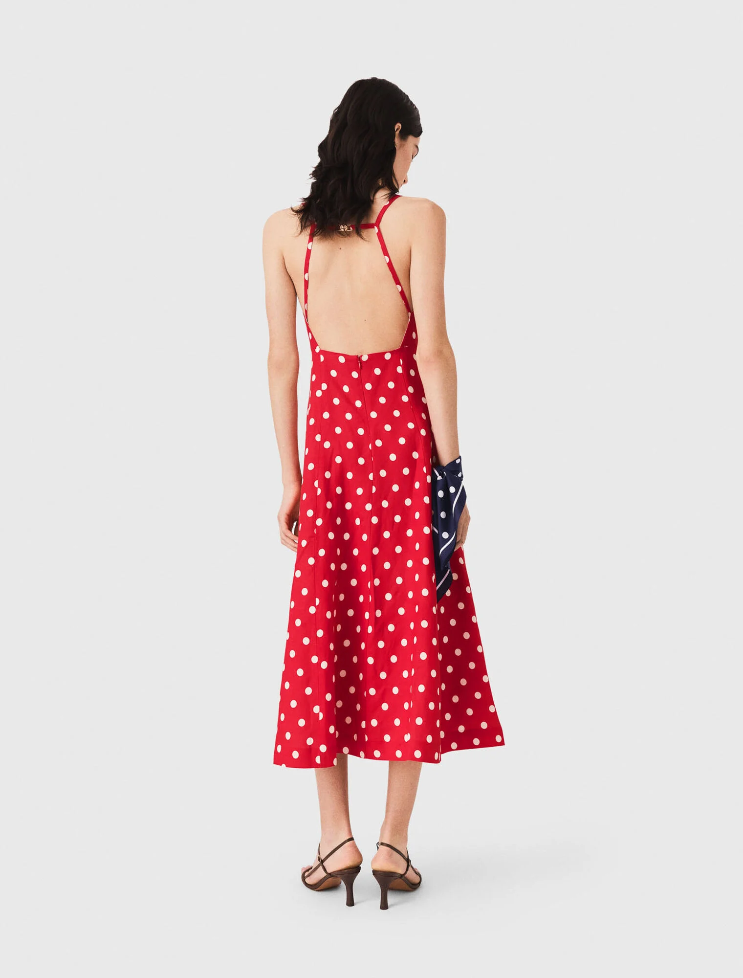Backless linen-blend maxi dress - Red