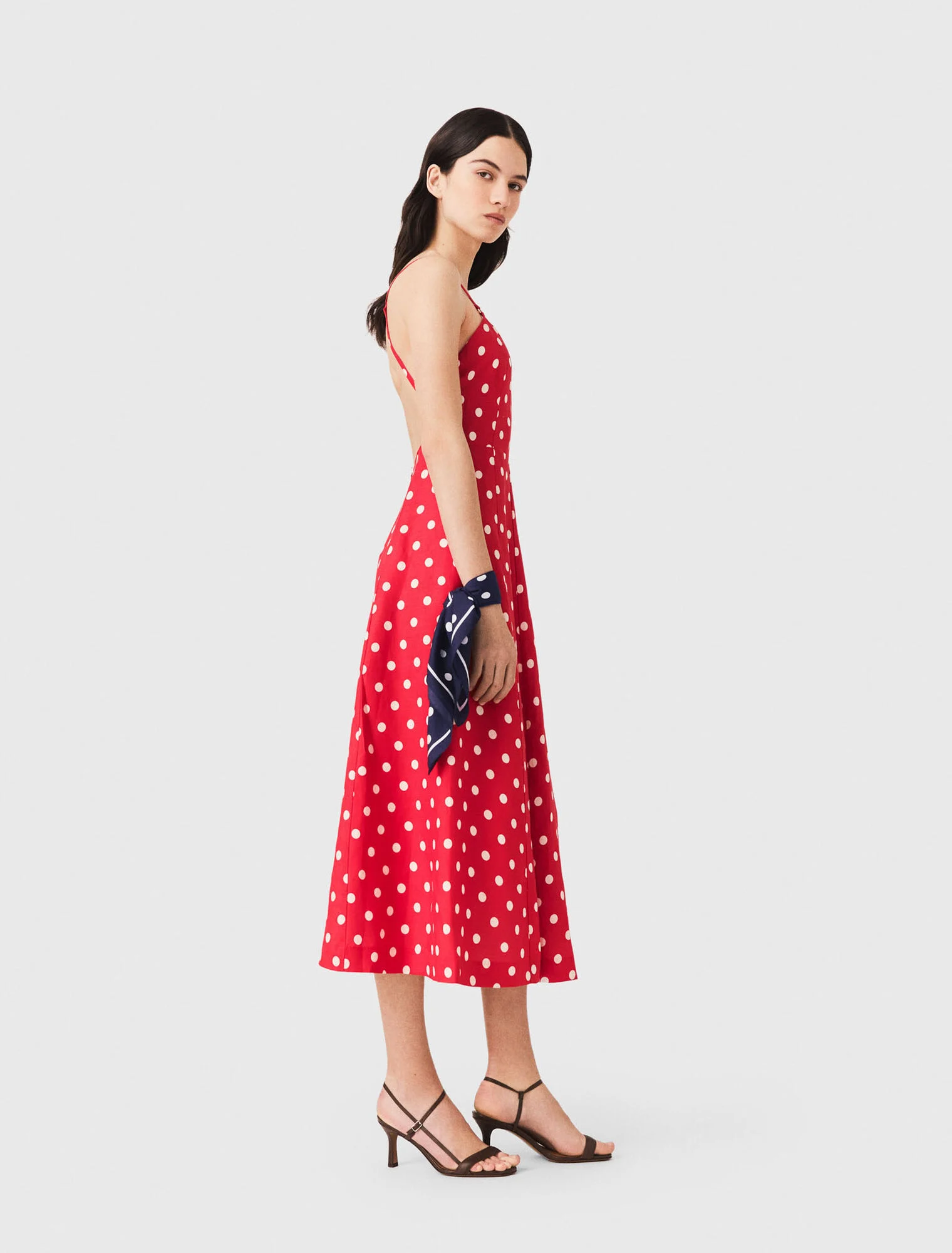 Backless linen-blend maxi dress - Red