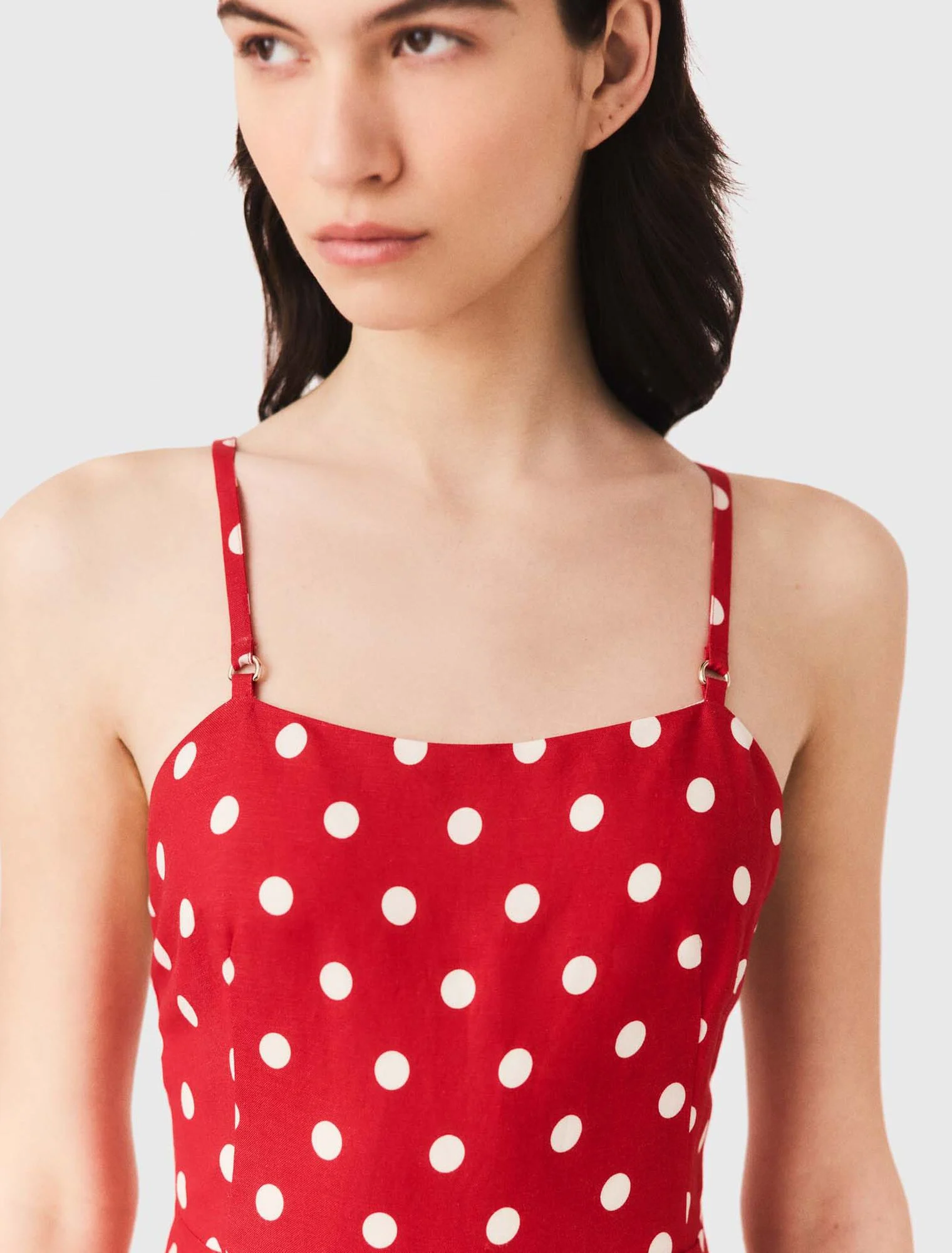 Backless linen-blend maxi dress - Red
