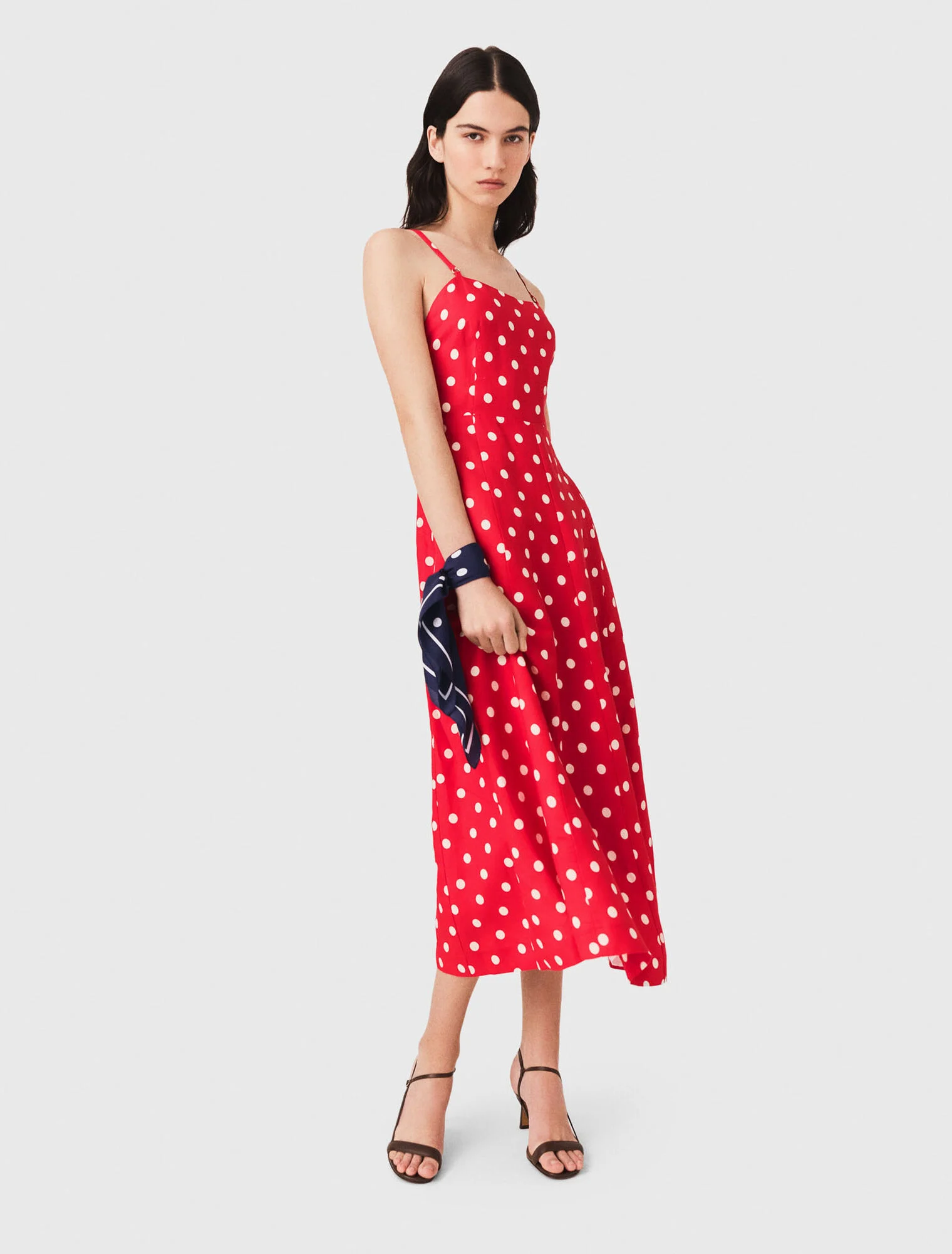 Backless linen-blend maxi dress - Red