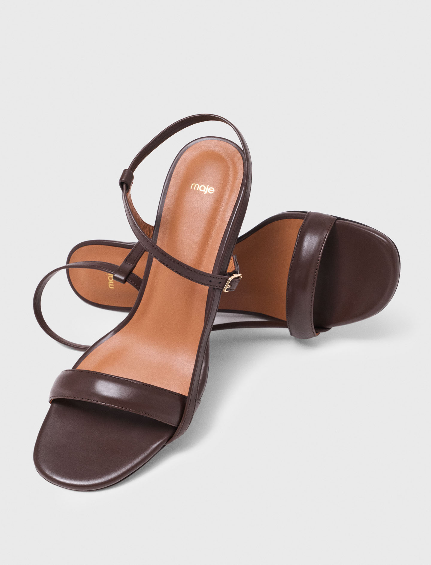 Strappy leather sandals - Brown