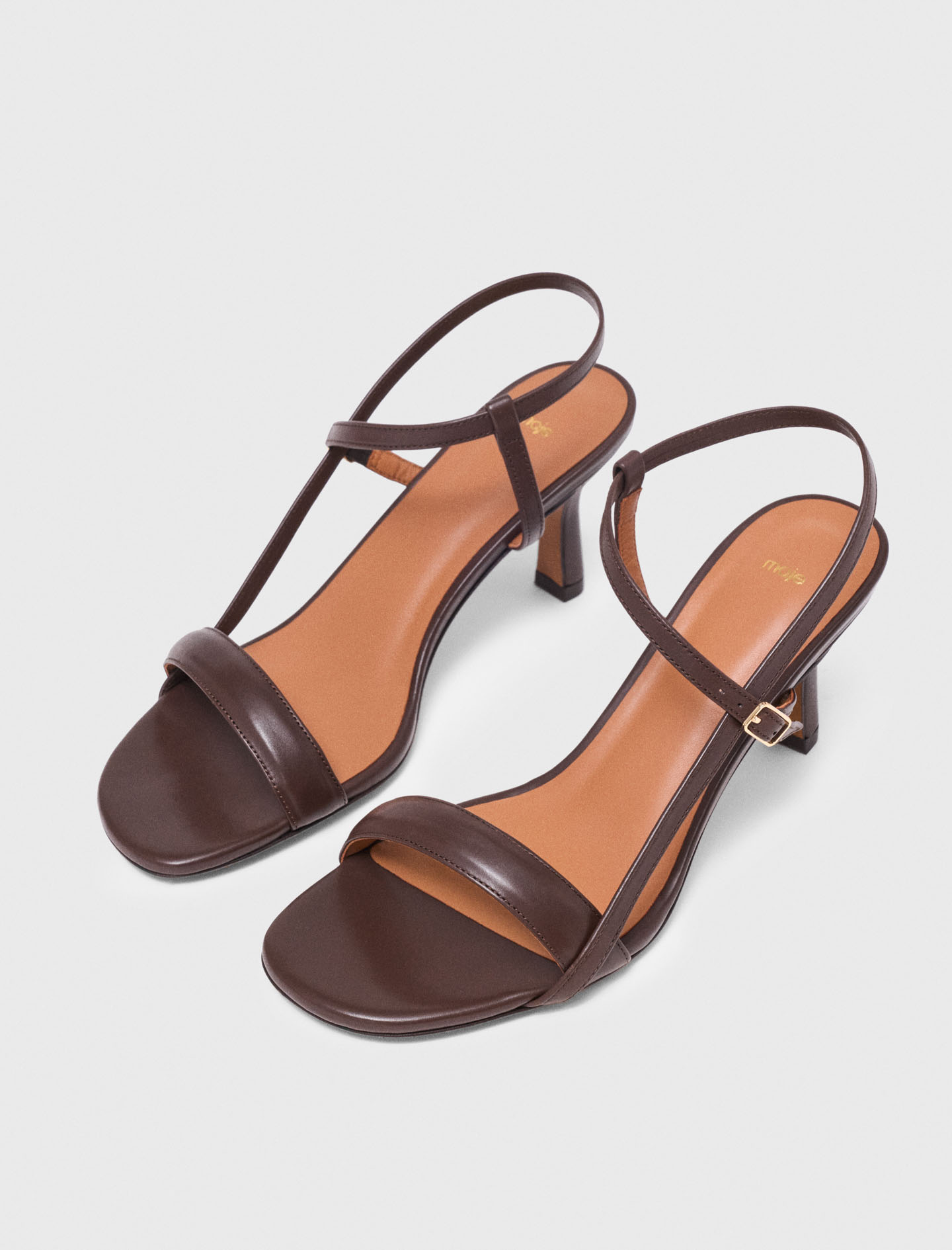 Strappy leather sandals - Brown