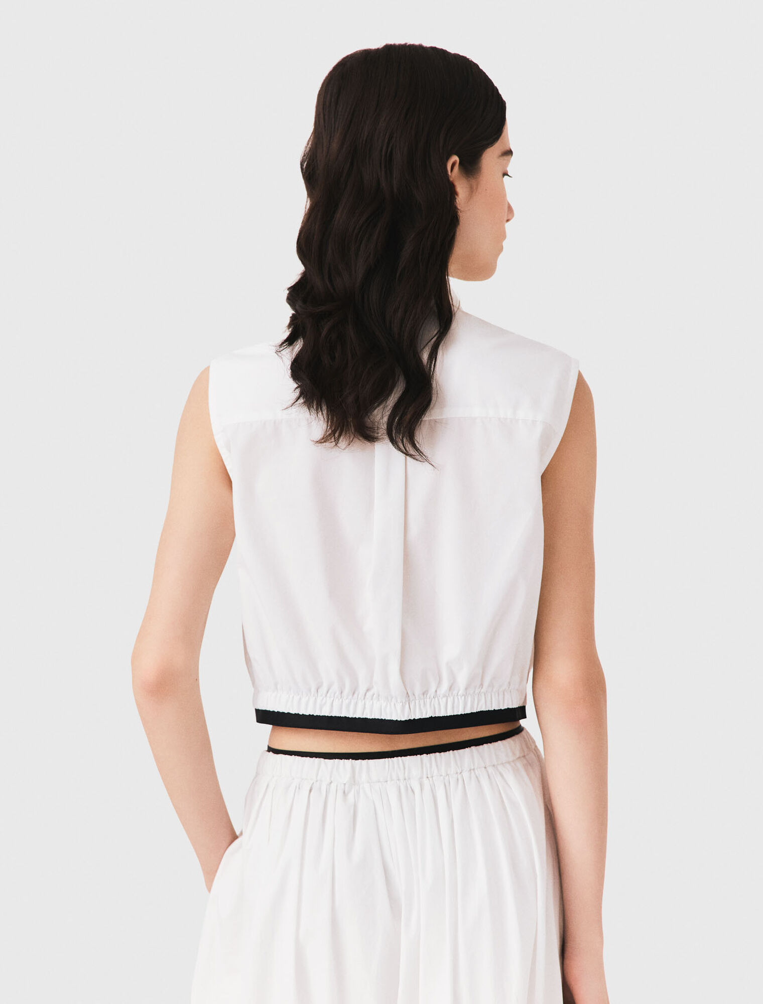 Cropped sleeveless shirt - White