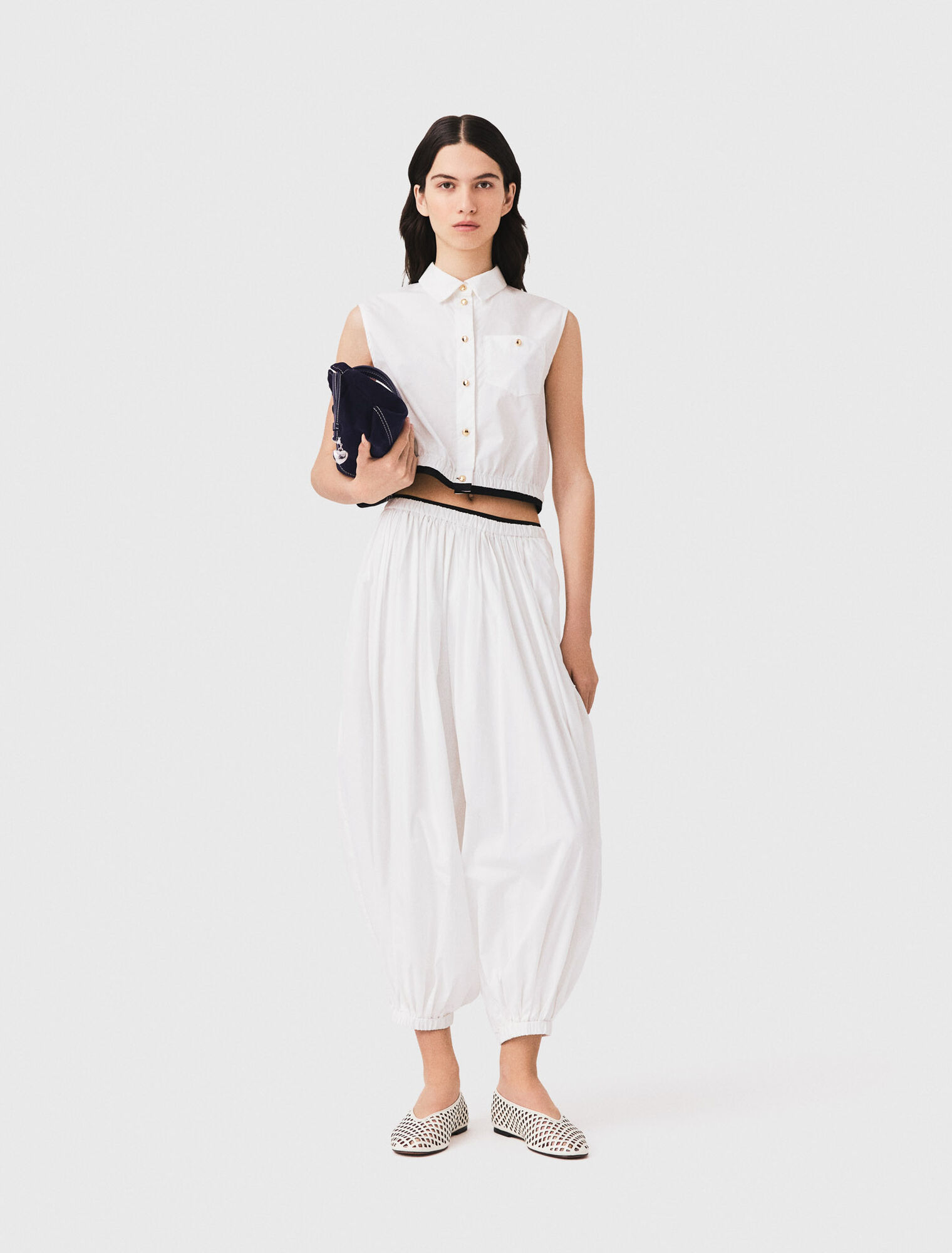 Cropped sleeveless shirt - White