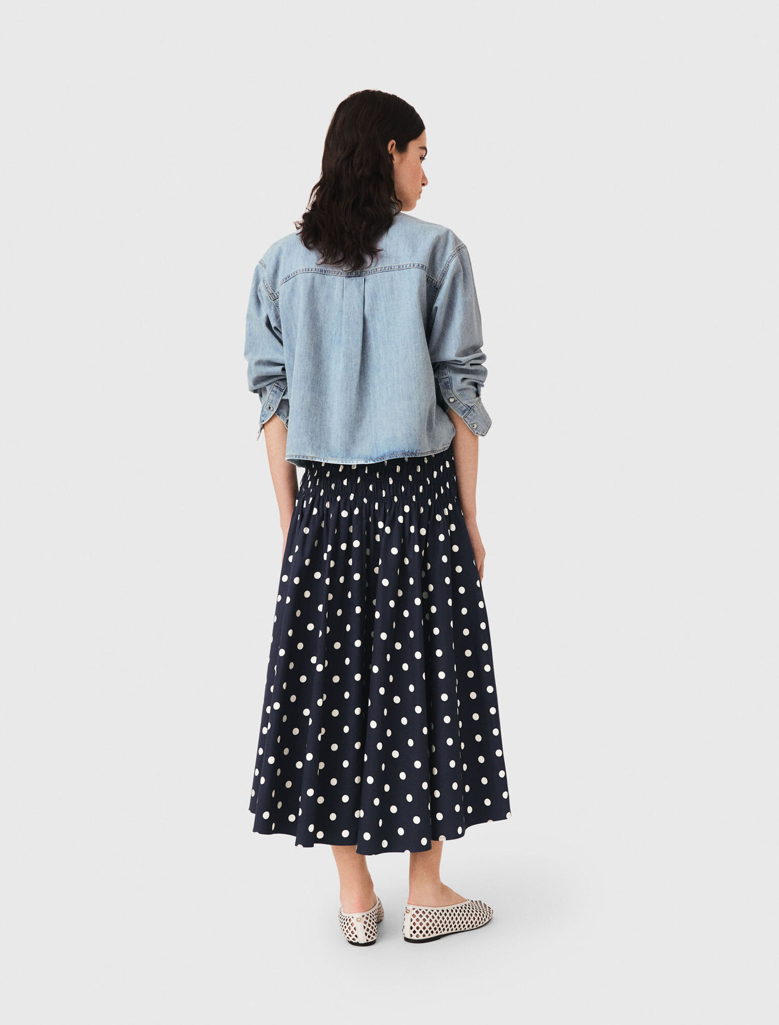 Long cotton skirt - Navy