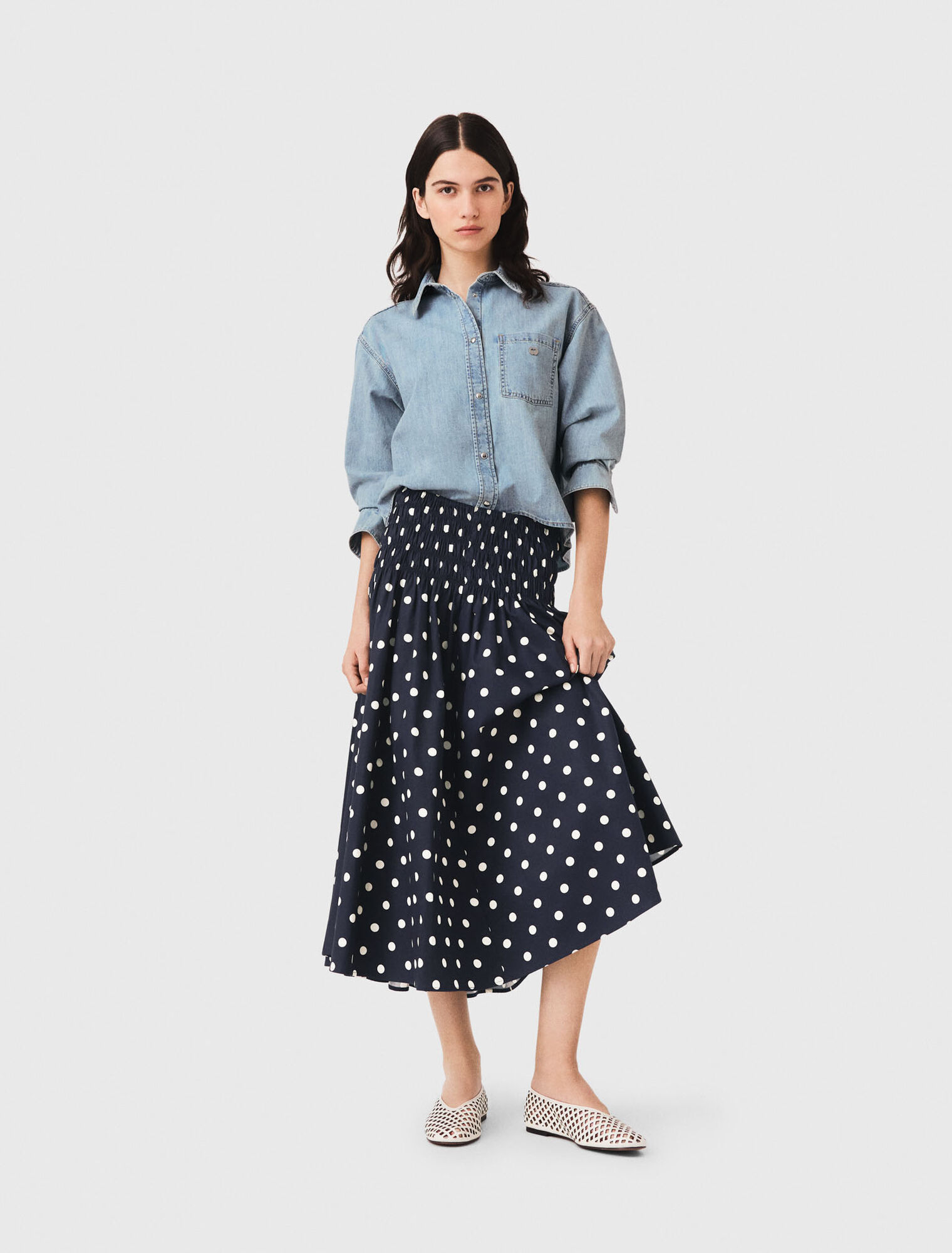 Long cotton skirt - Navy
