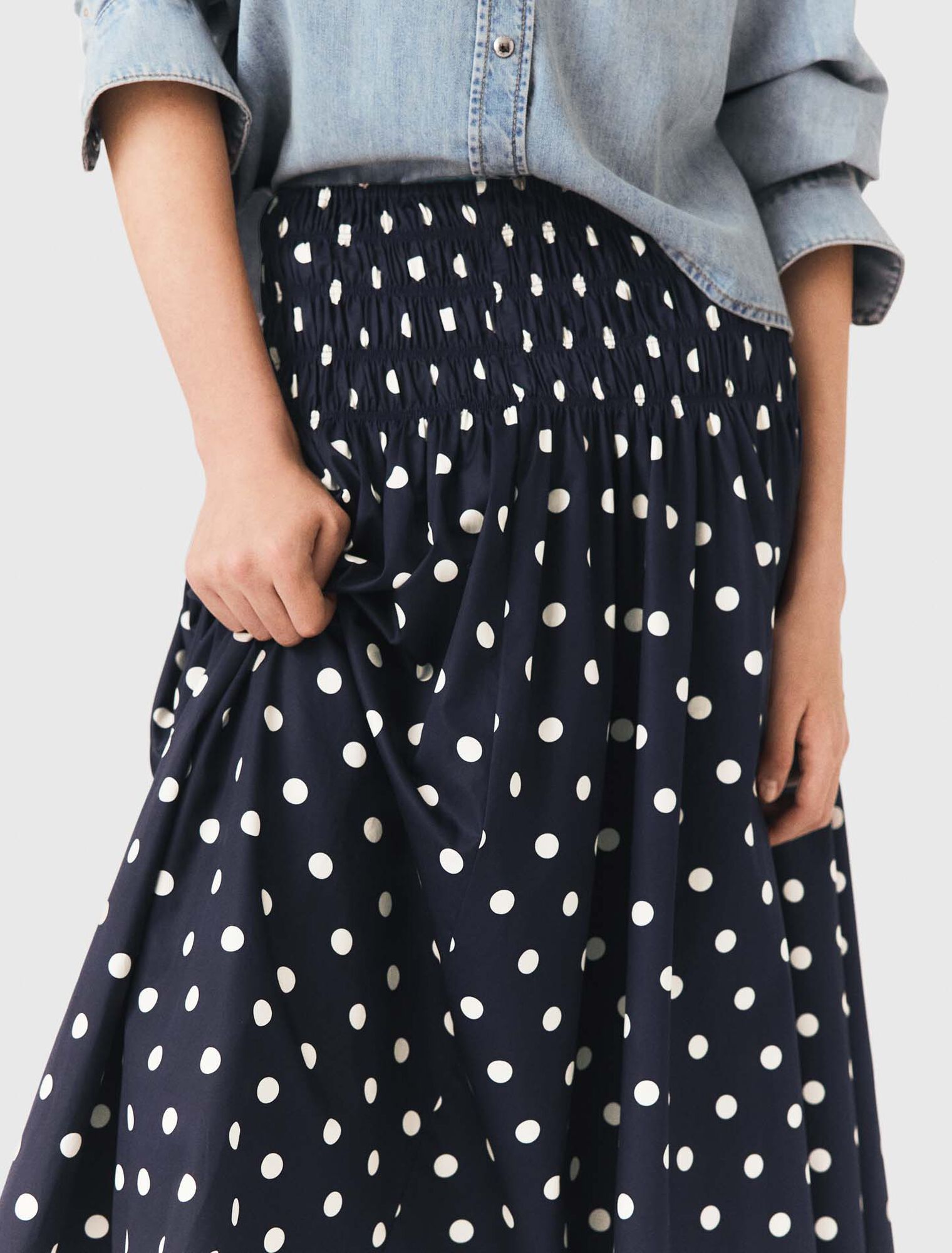Long cotton skirt - Navy