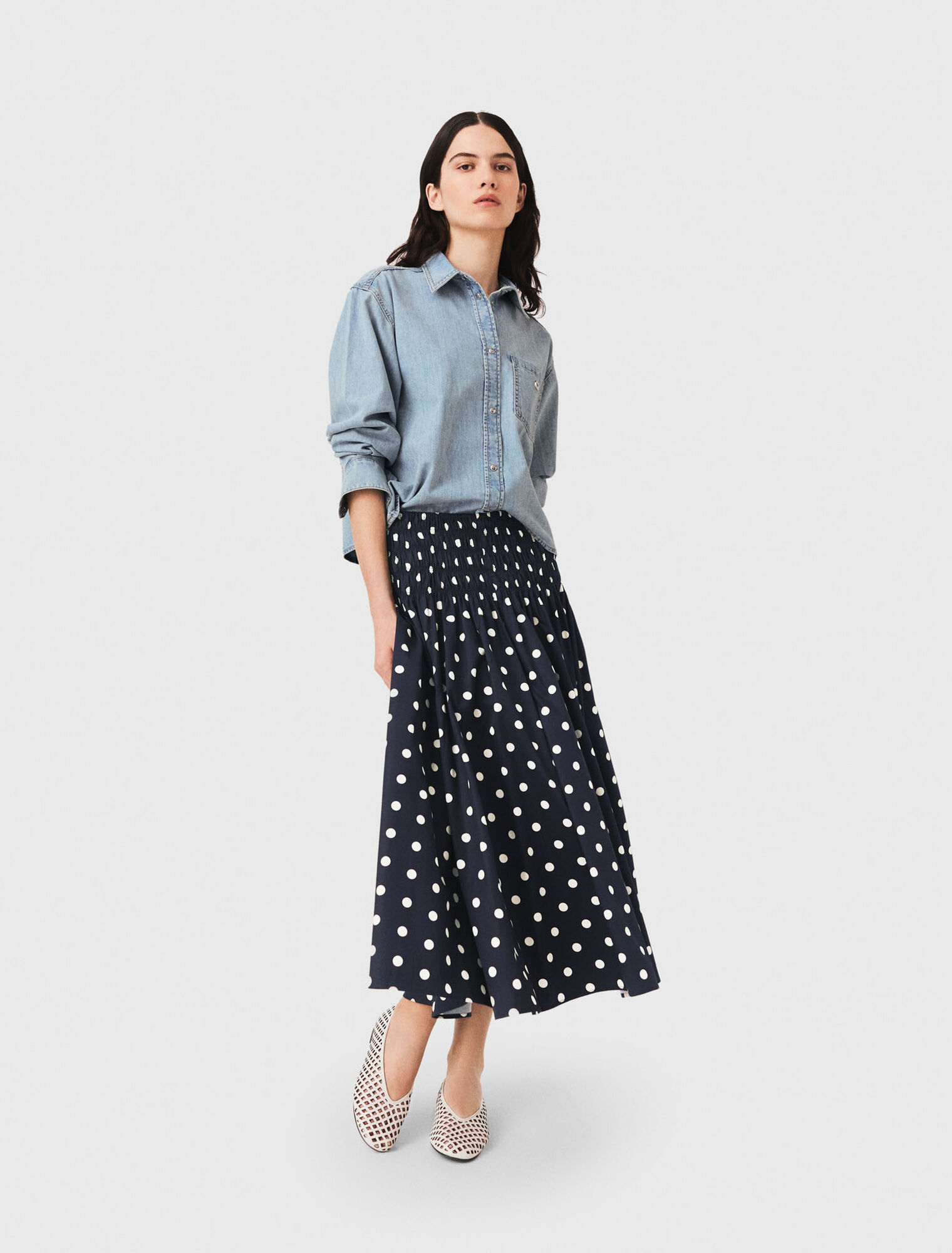 Long cotton skirt - Navy