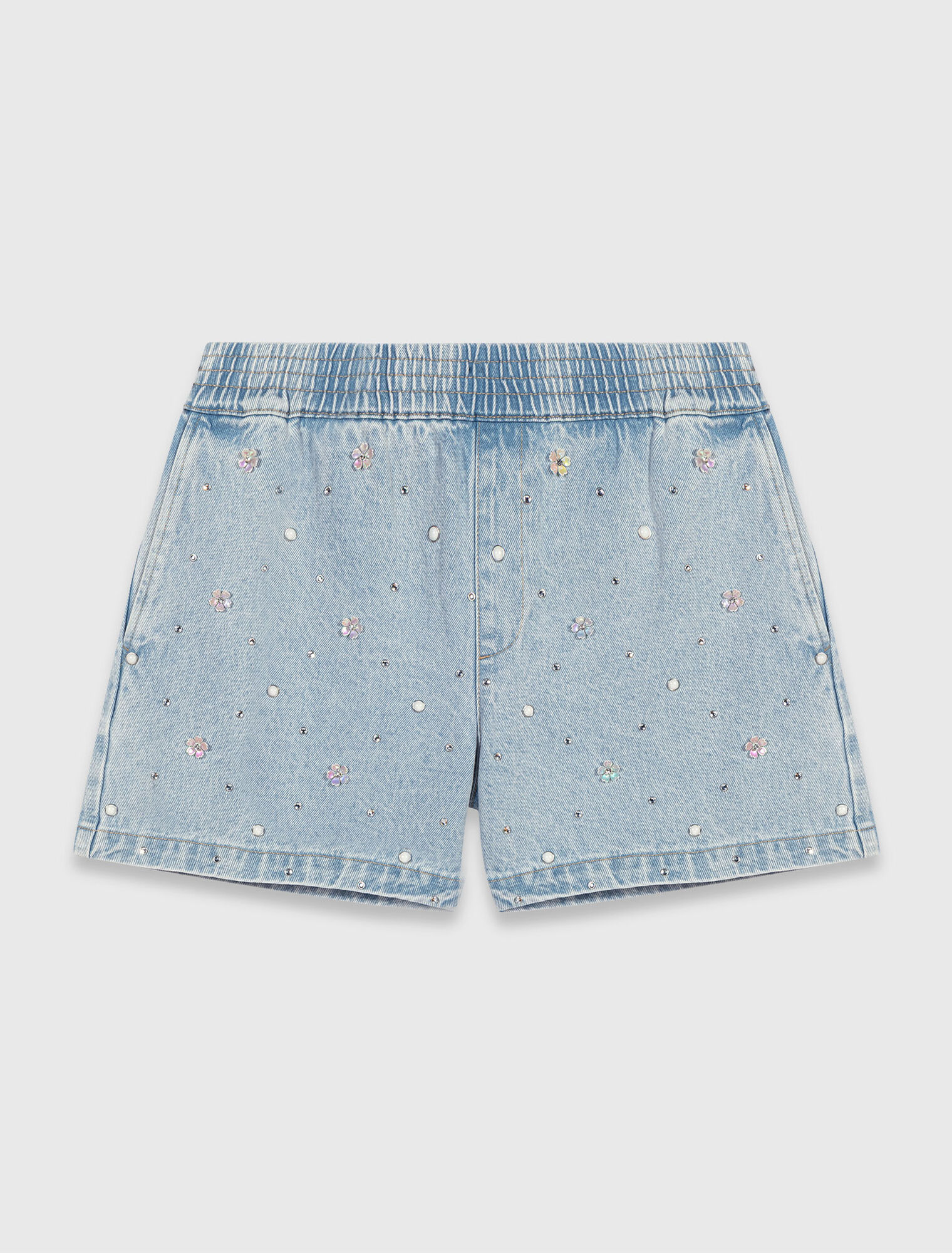 Floral denim shorts - Blue
