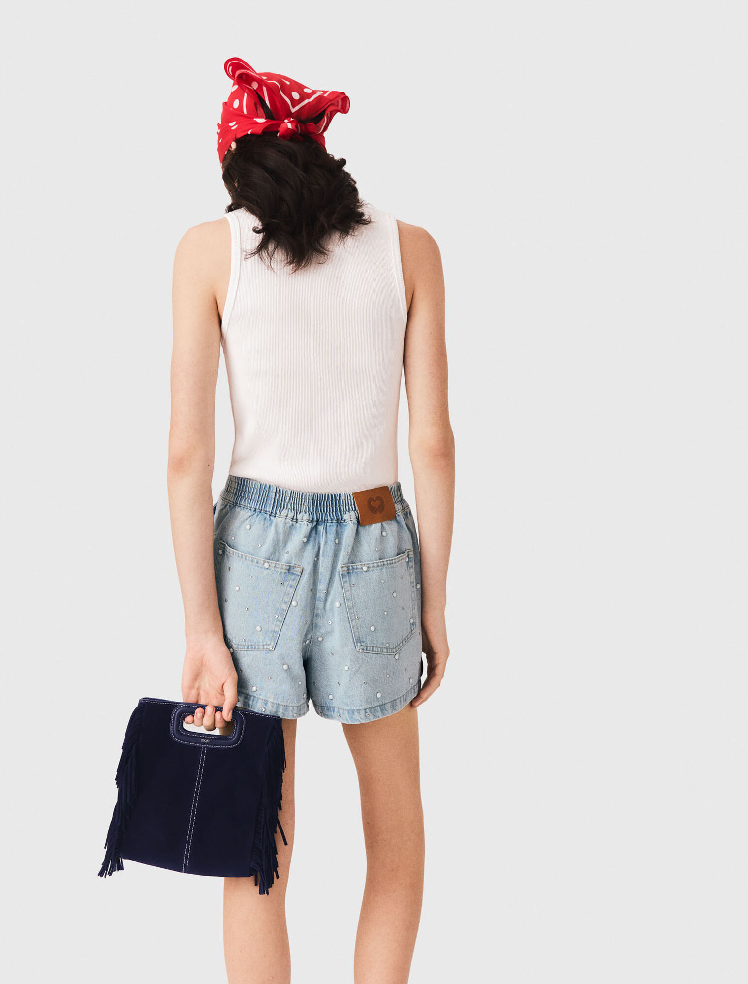 Floral denim shorts - Blue